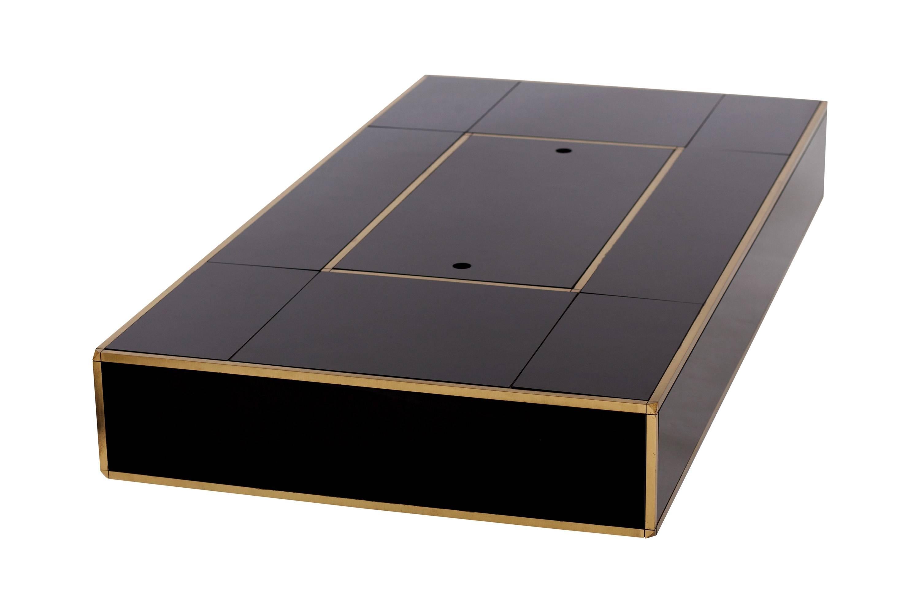 Late 20th Century Mario Sabot Black and Brass Coffee Table