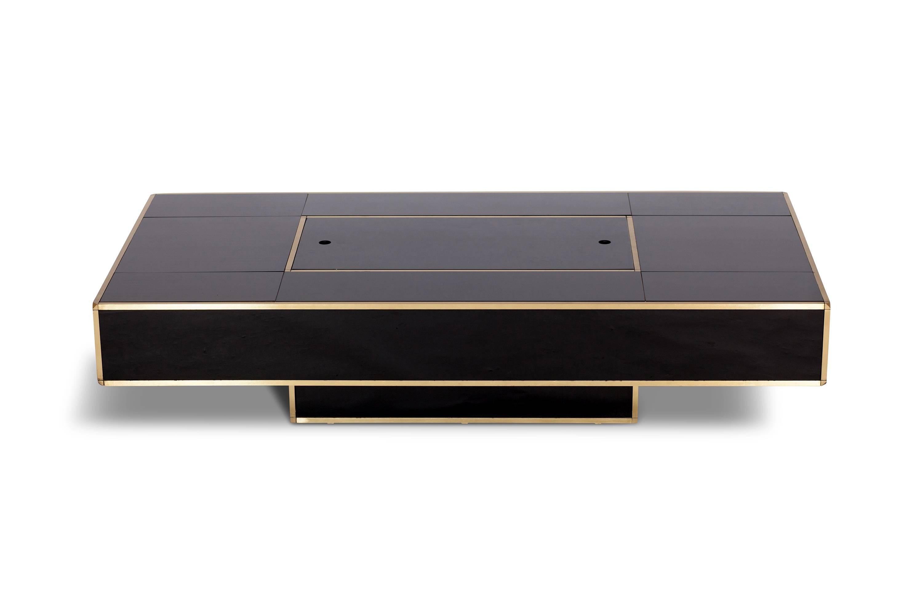 Regency Mario Sabot Black and Brass Coffee Table
