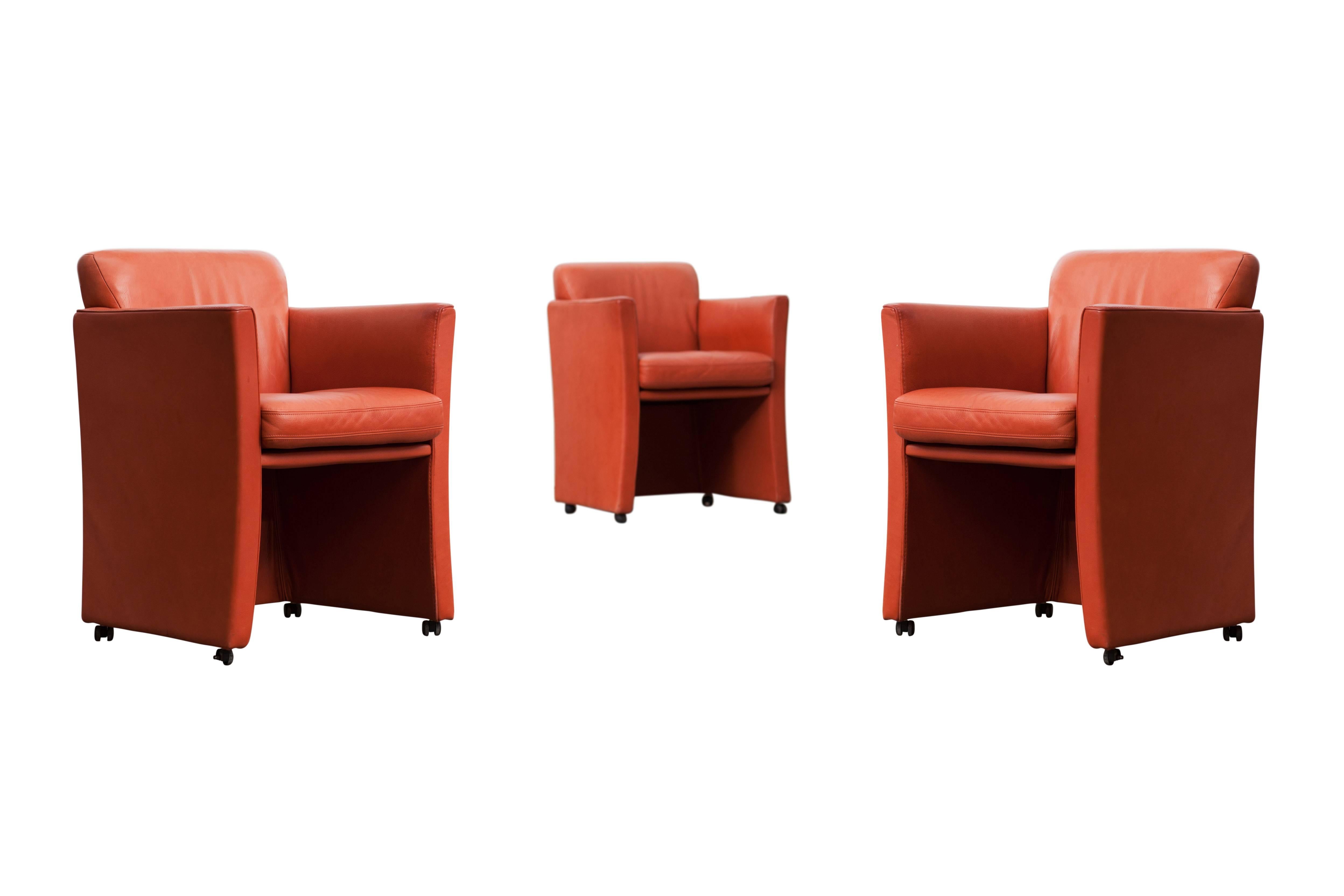 Durlet Red Leather Armchairs 2