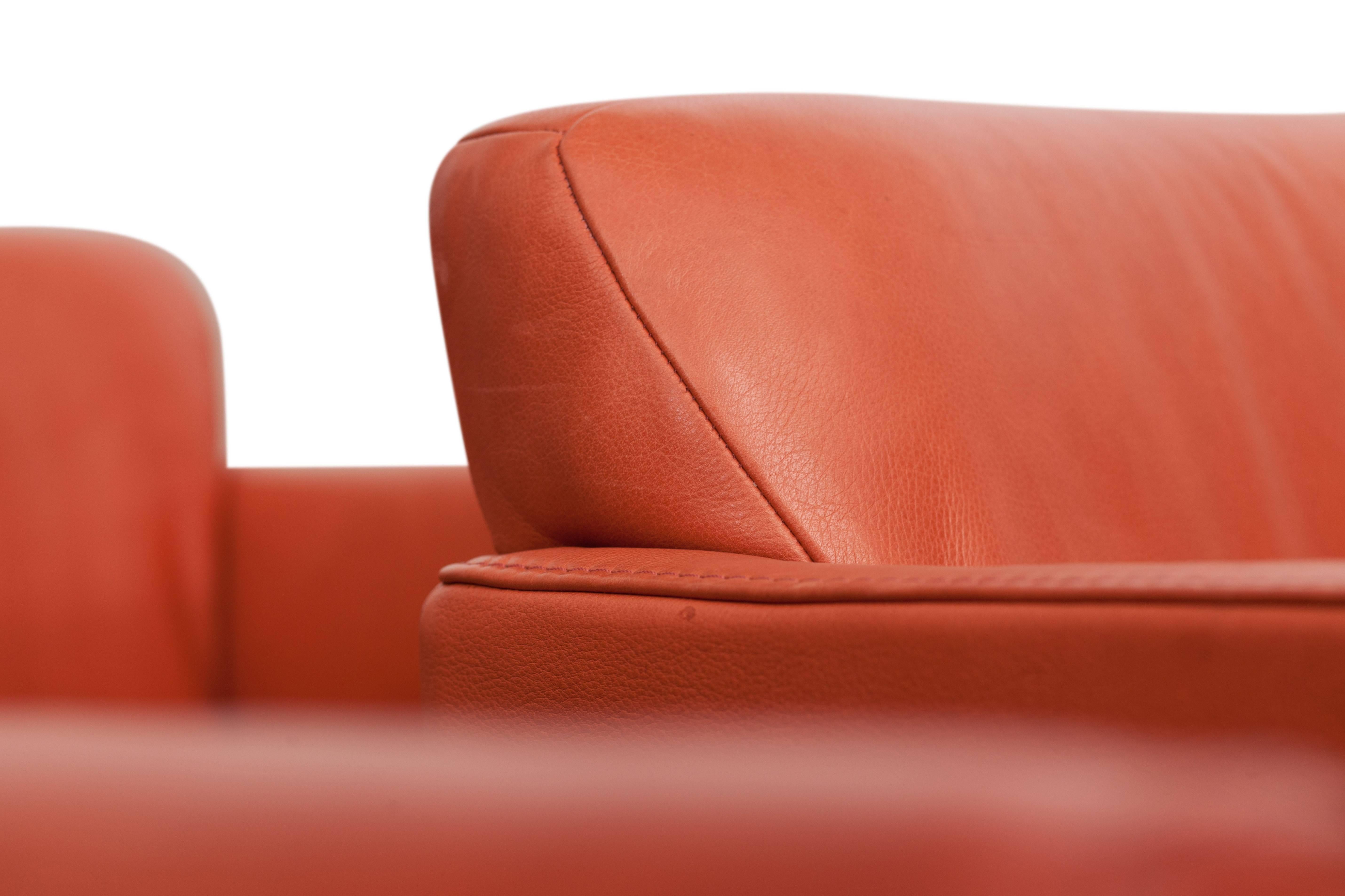 Belgian Durlet Red Leather Armchairs