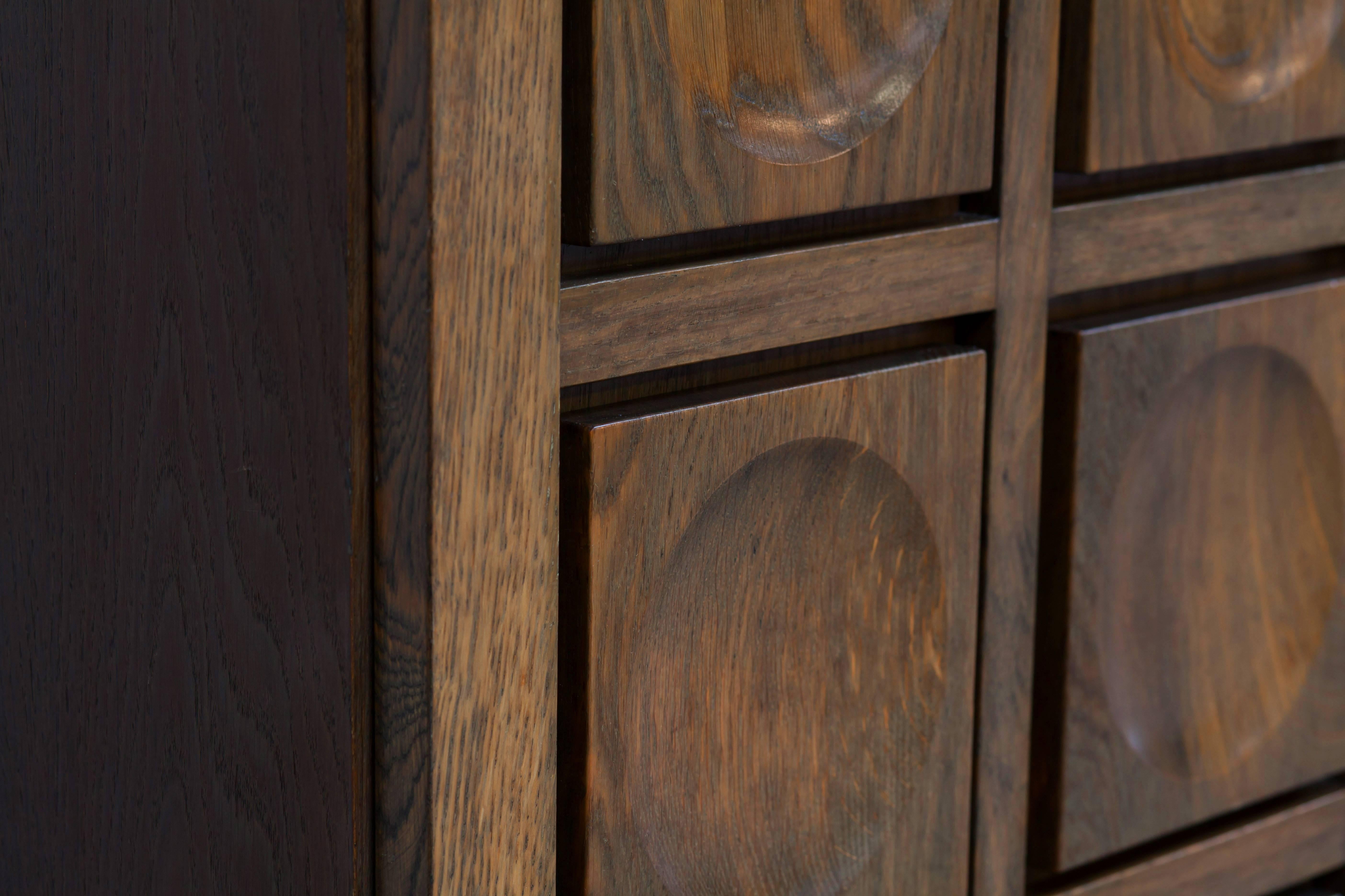 Late 20th Century Brutalist Stained Oak Credenza, 1970s