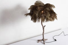 Bronze and Moss Green Feathered table Lamp