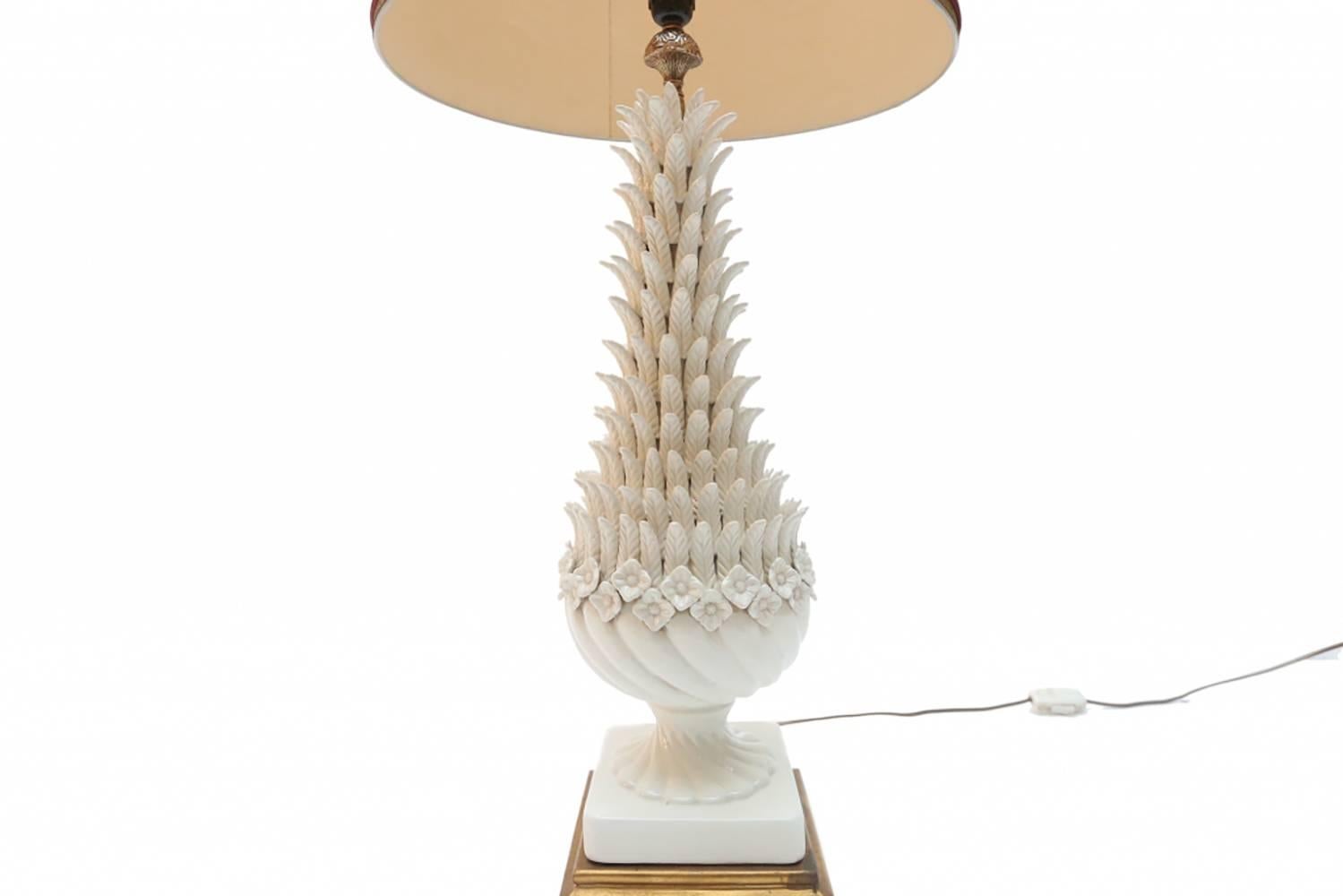 Sculptural Porcelain and Brass Table Lamp 1