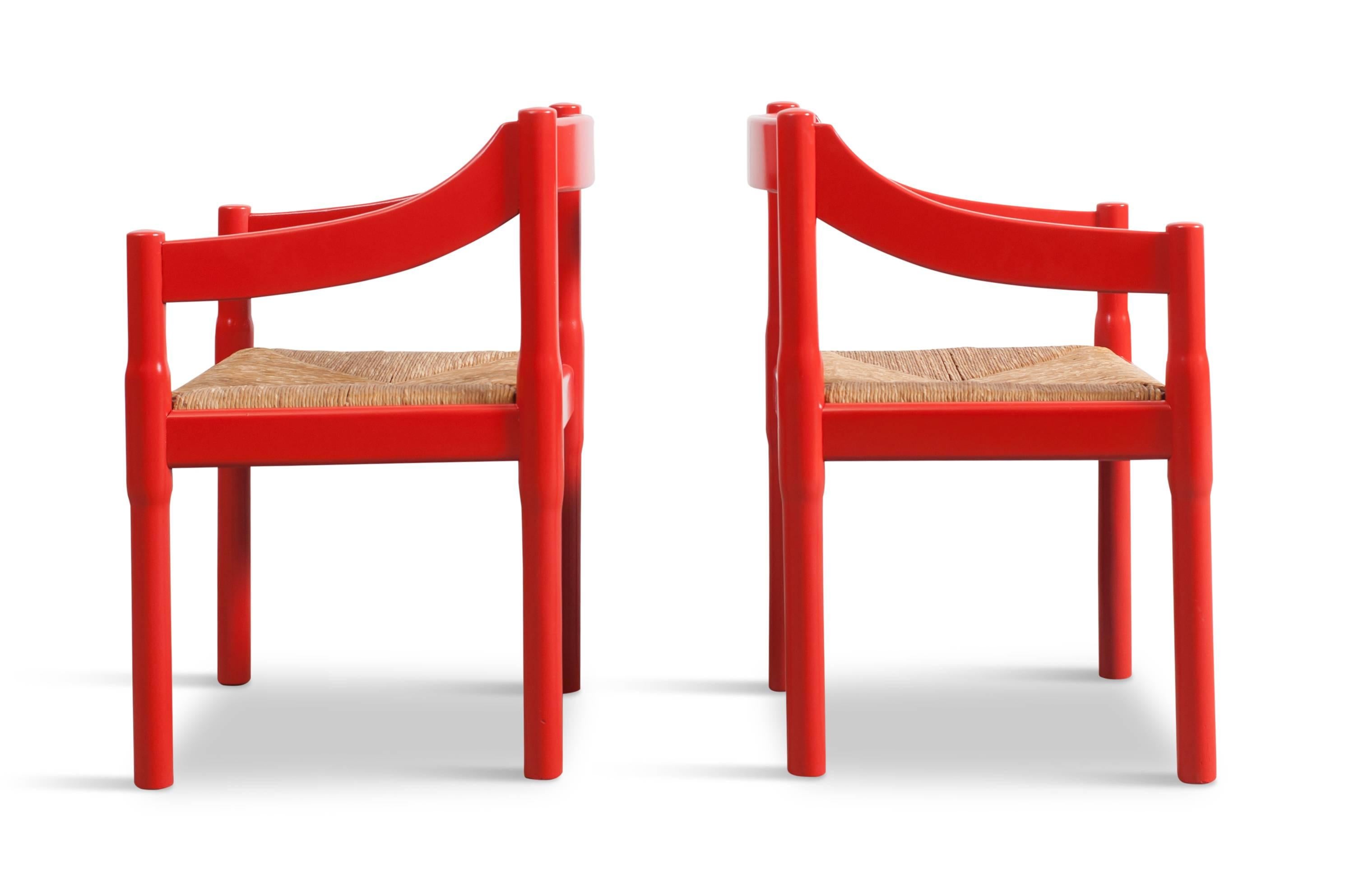 Rope Set of eight 'Carimate' chairs by Vico Magistretti 