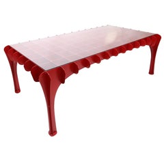 Belgian Red Lacquered Contemporary Dining Table