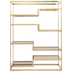 Golden Étagère by Belgochrom with Smoked Glass Shelving