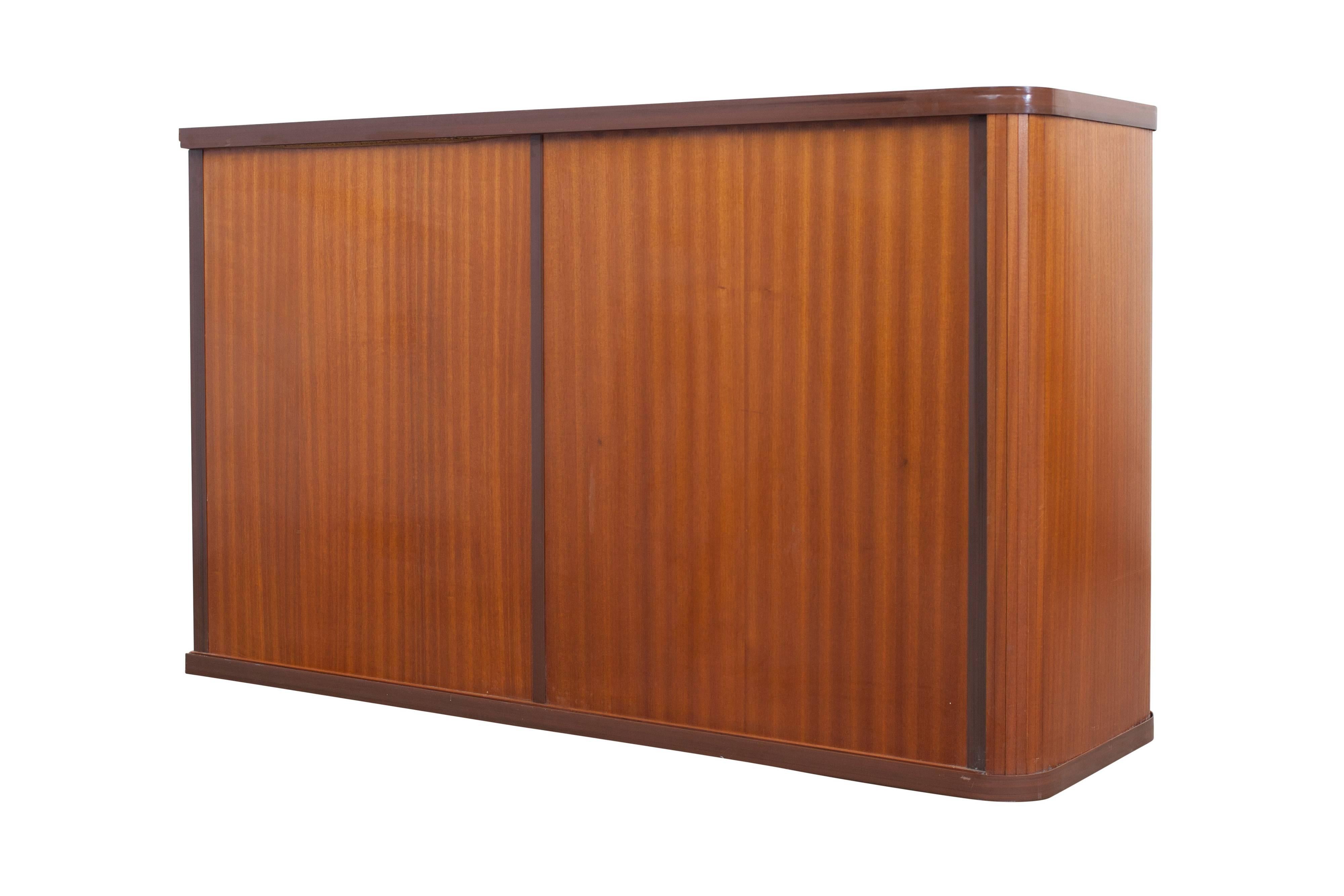 Mid-century modern Teak Office Cabinets with Tambour Doors 1