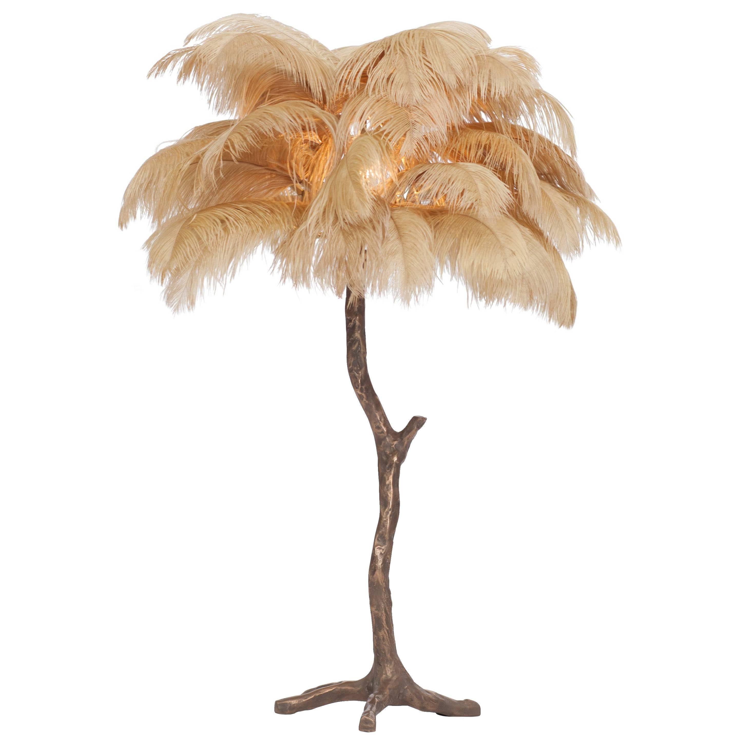 Golden Feathered Bronze Tree Lamp