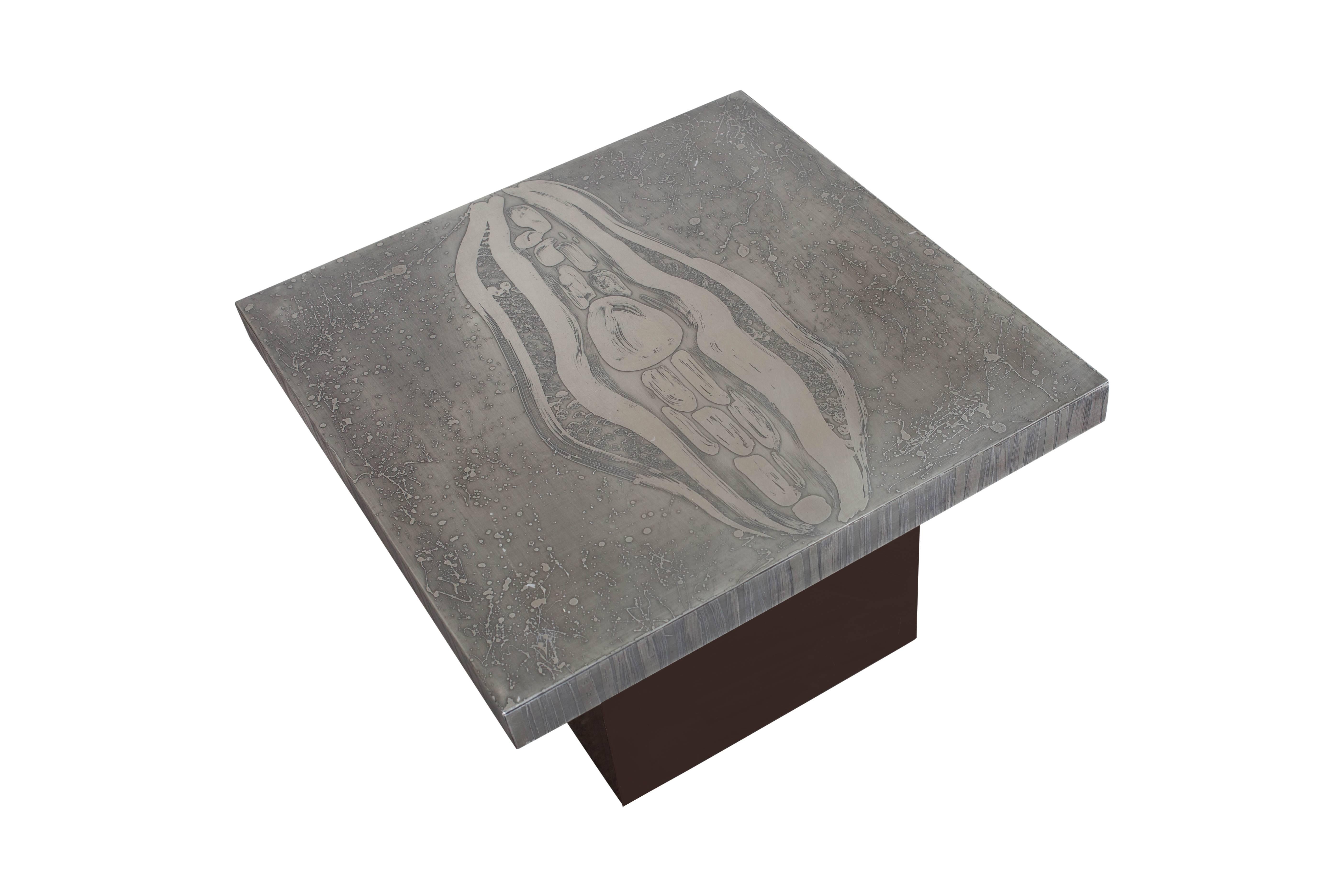 Aluminum hollywood regency Marc D’haenens  side table For Sale