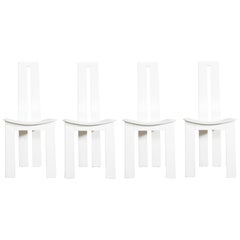 Post-modern Pietro Costantini white Leather Dining Chairs