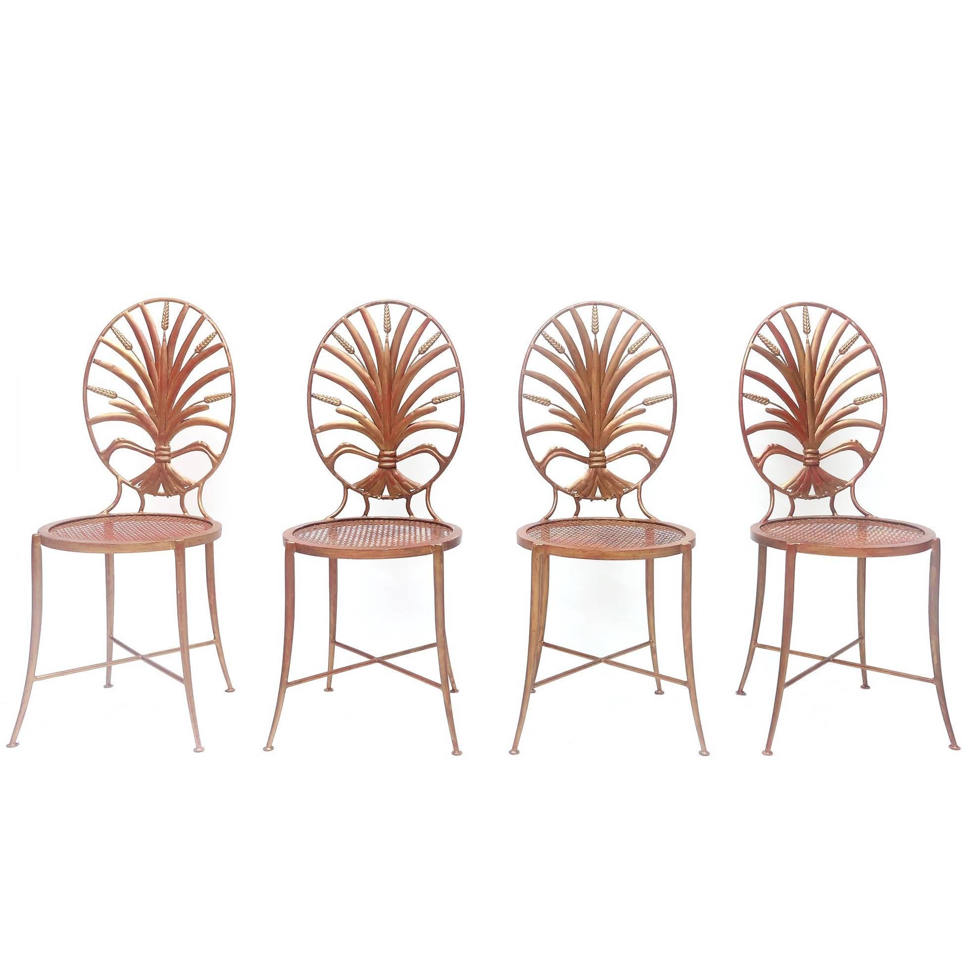 Gilt Iron Wheat Sheaf Coco Chanel Chairs