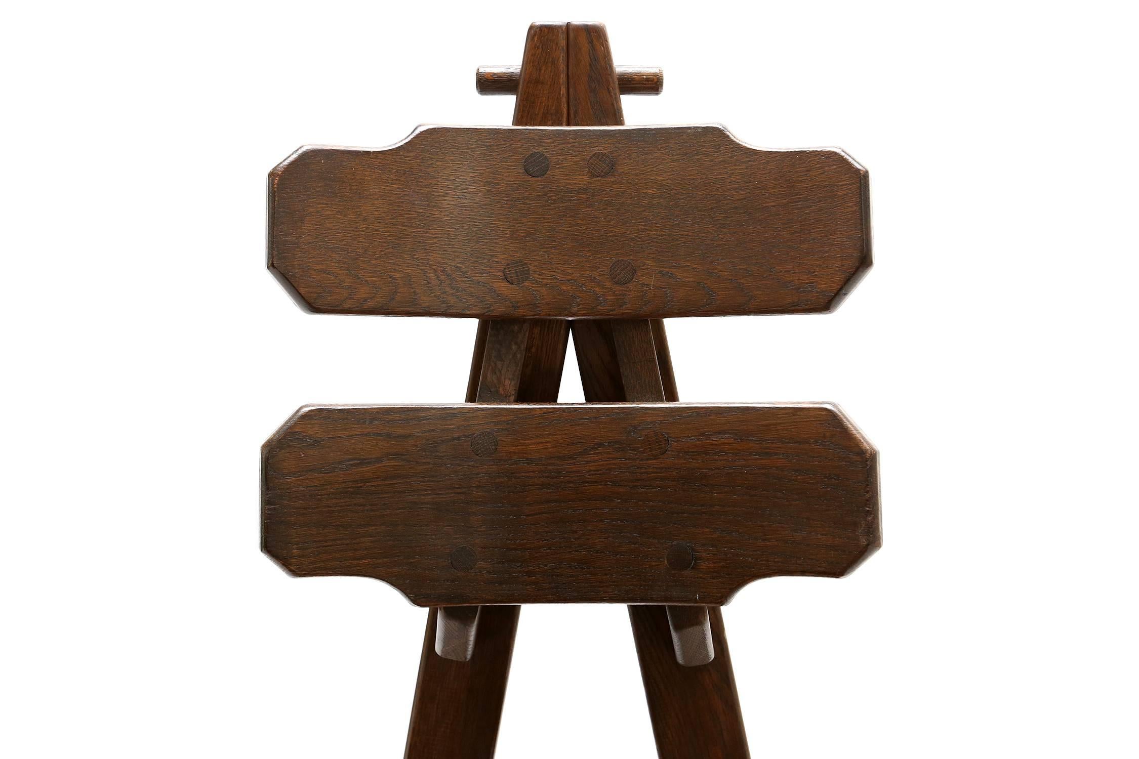 Brutalist Oak Spanish Dining Chairs In Good Condition In Antwerp, BE