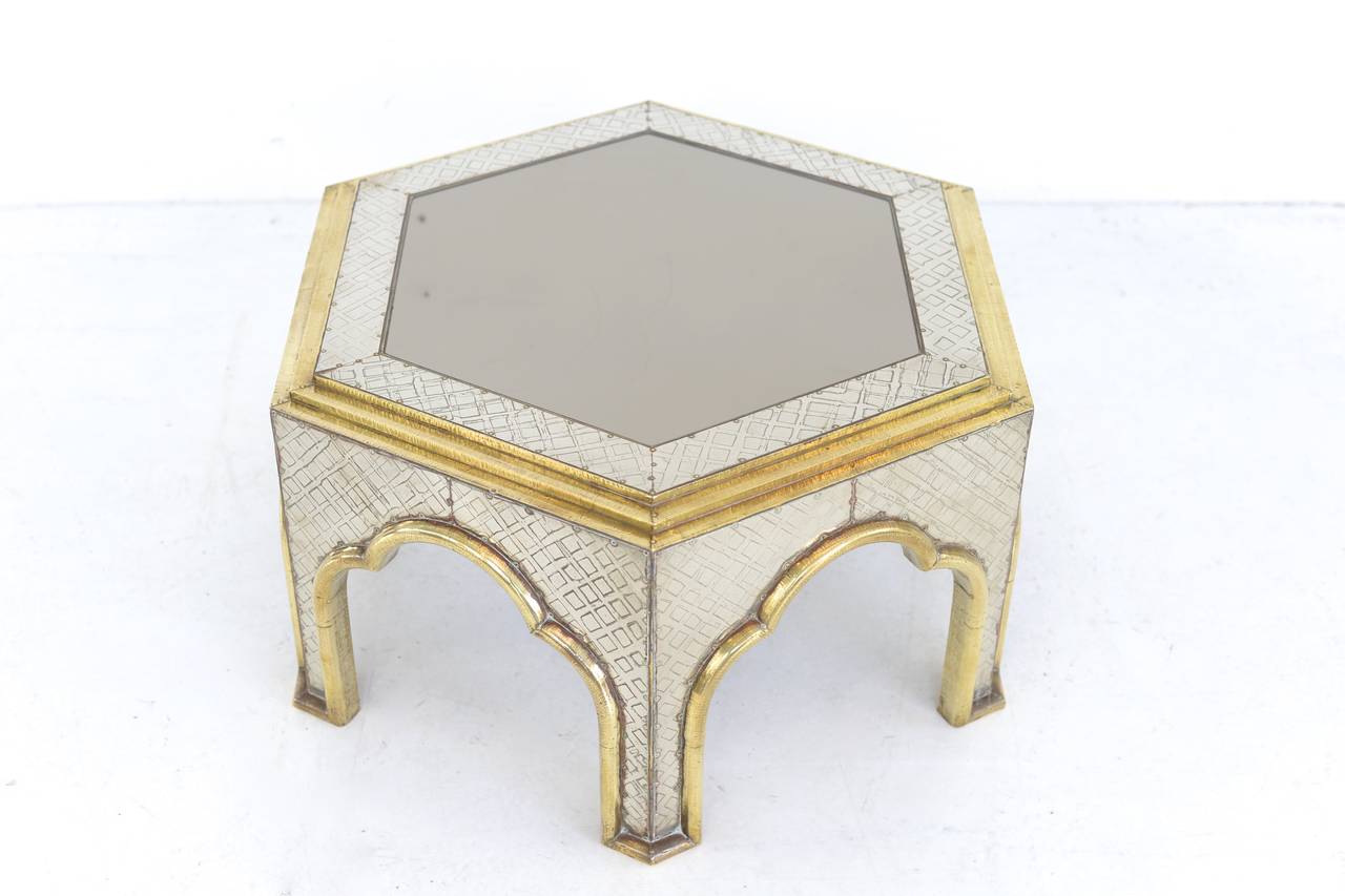 hollywood regency  Brass and Chrome Coffee Table by Dubarry In Good Condition For Sale In Antwerp, BE