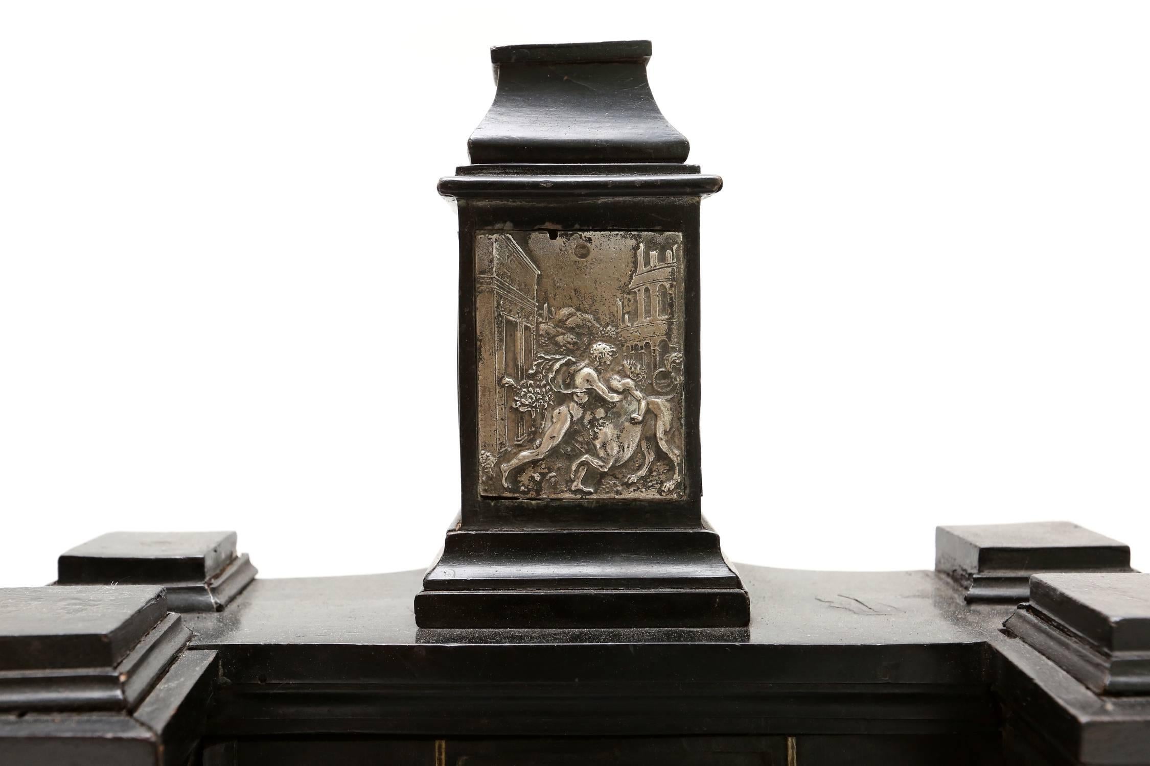 Baroque Flemish Cabinet from Antwerp, Ebony Nickel and Bronze, 17th Century