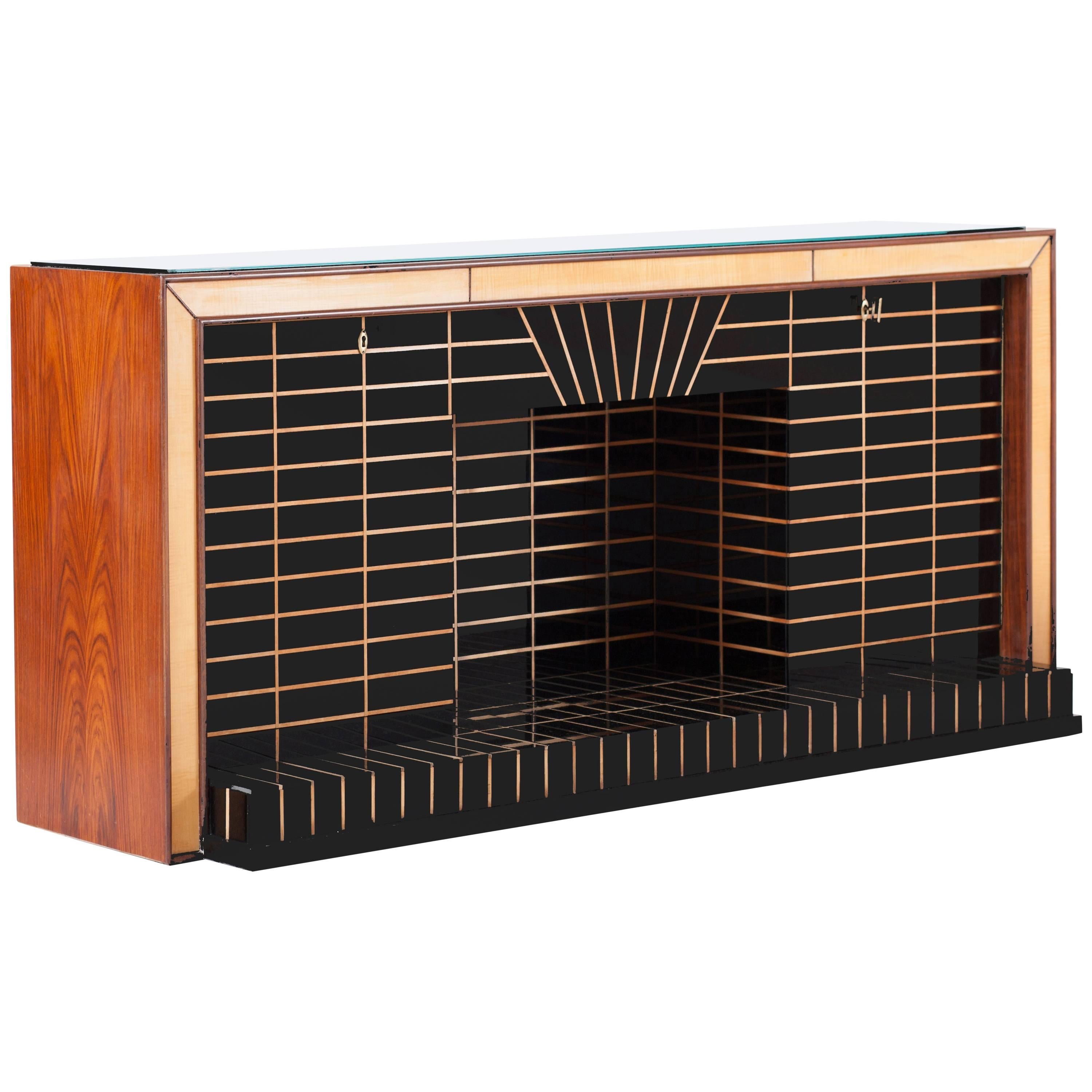 Avant Garde Trompe L'oeuil Credenza with Dry Bar by Luigi Brusotti, 1950s