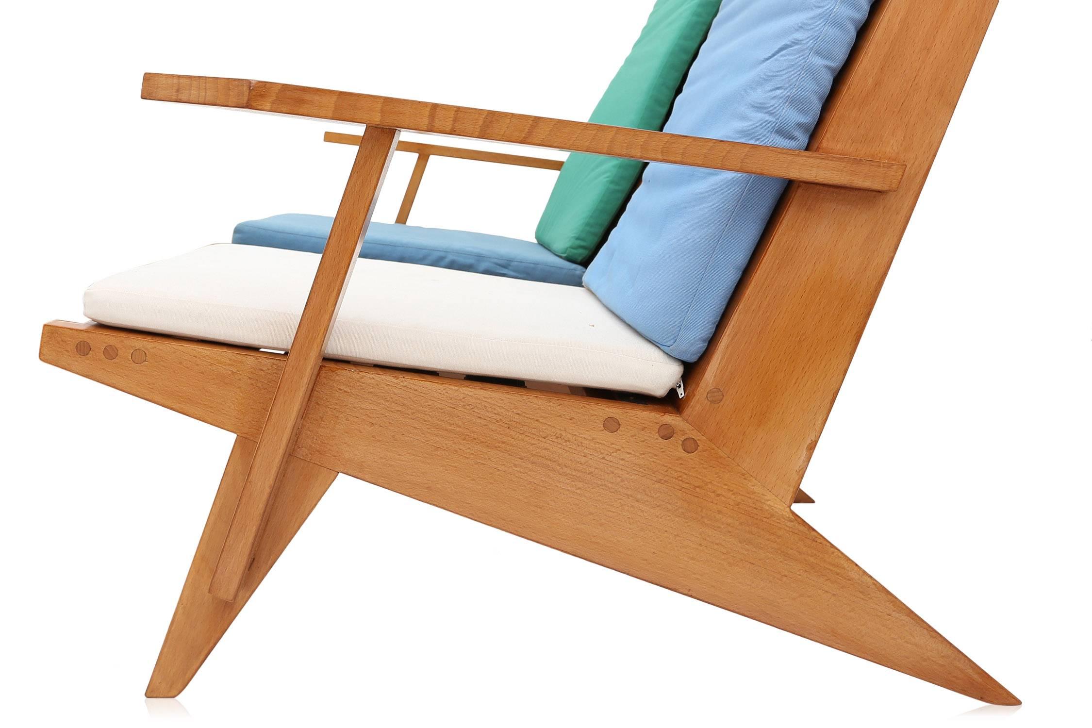 Beech lounge chairs, Italy, 1970s In Good Condition In Antwerp, BE