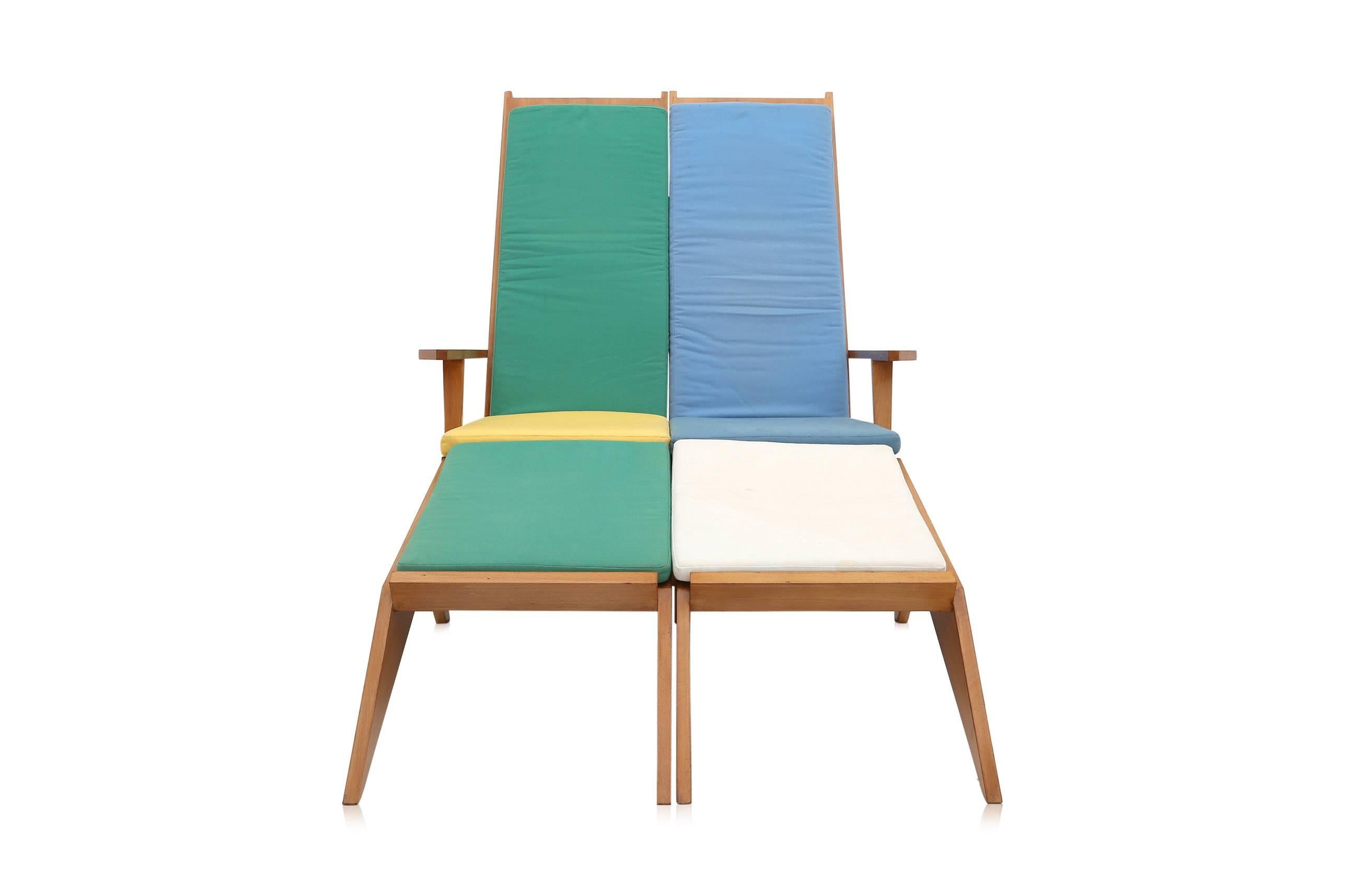 Beech lounge chairs, Italy, 1970s 1