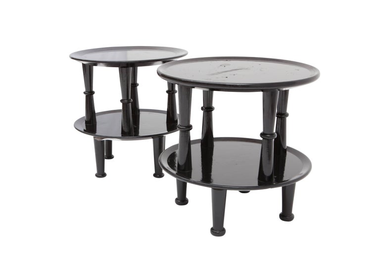 Other Black Lacquered Side Tables, 1950s For Sale