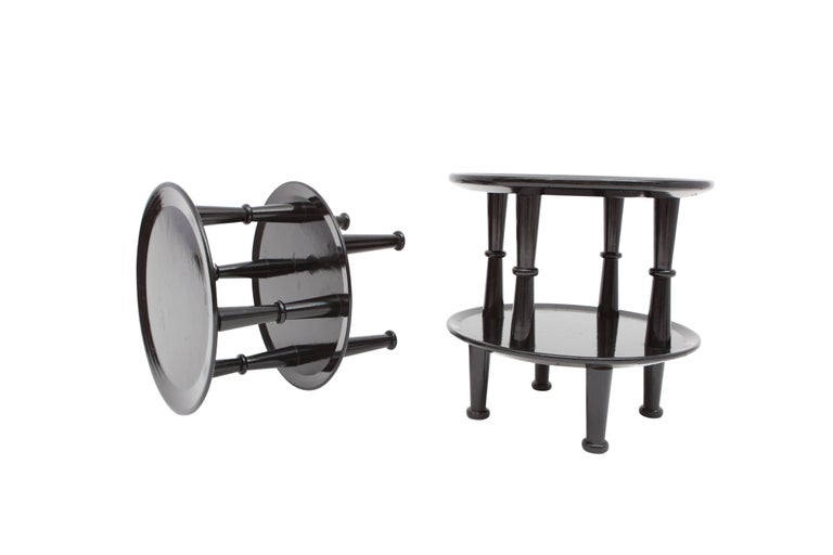 Black Lacquered Side Tables, 1950s For Sale 1