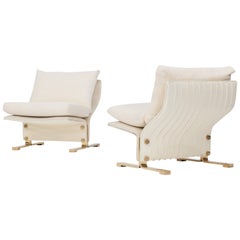 Marzio Cecchi Pair of Leather Lounge Chairs Italy, 1960s