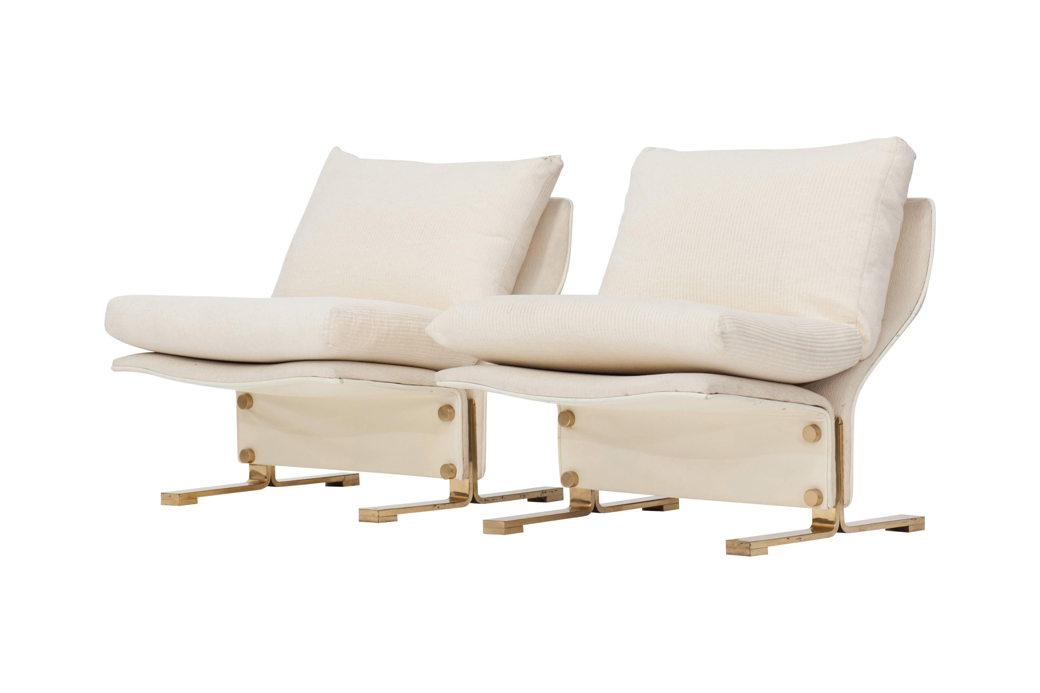 Hollywood Regency Marzio Cecchi Pair of Leather Lounge Chairs Italy, 1960s