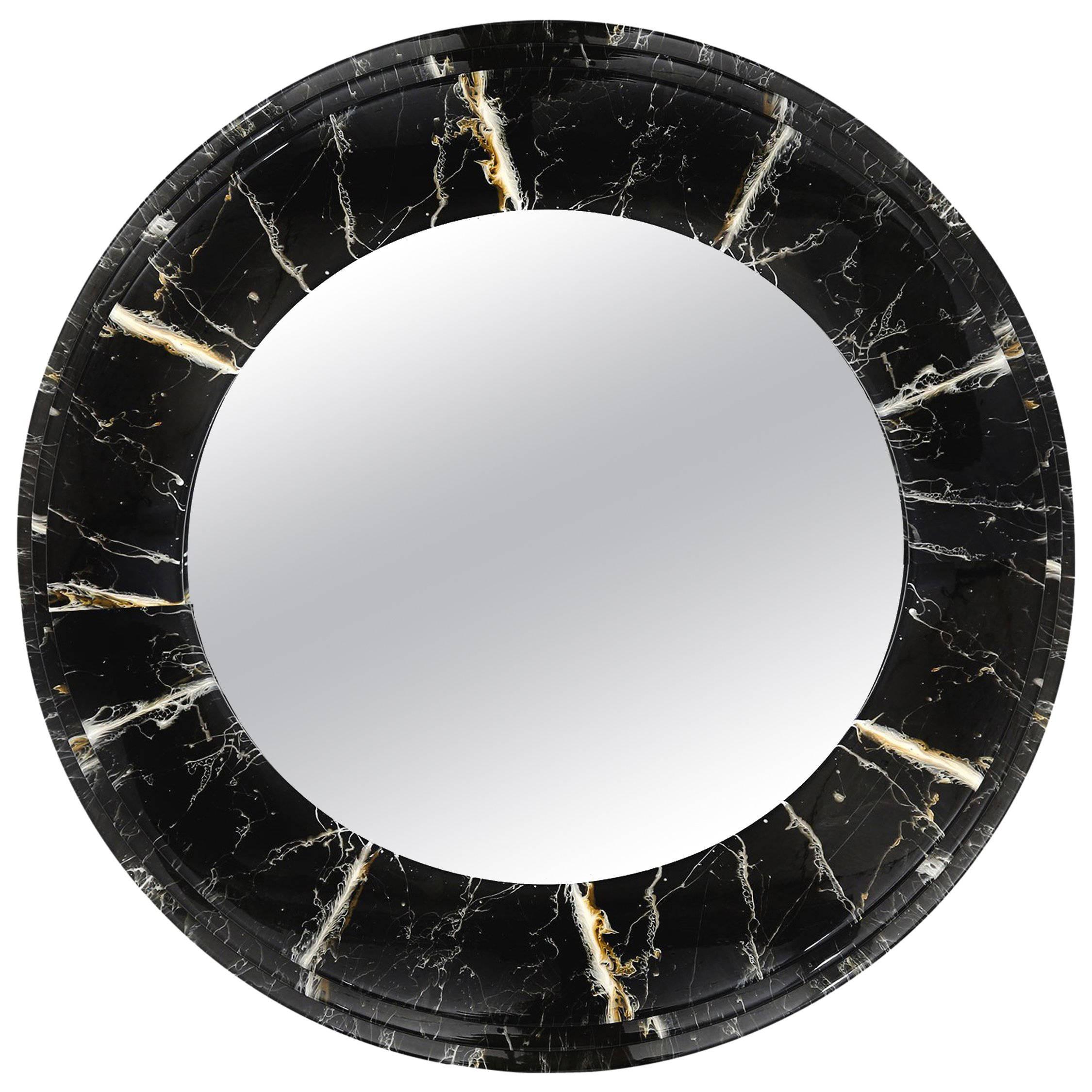 Maison Jansen Marble Lacquer Round Mirror