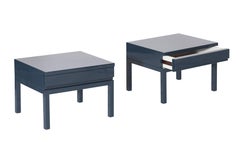 Mid-Century Modern Emiel Veranneman Petrol Blue Lacquered Side Tables