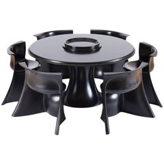 Mid-Century Modern Black 'Boccio' Table and Chairs by Pierluigi Spadolini, 1971