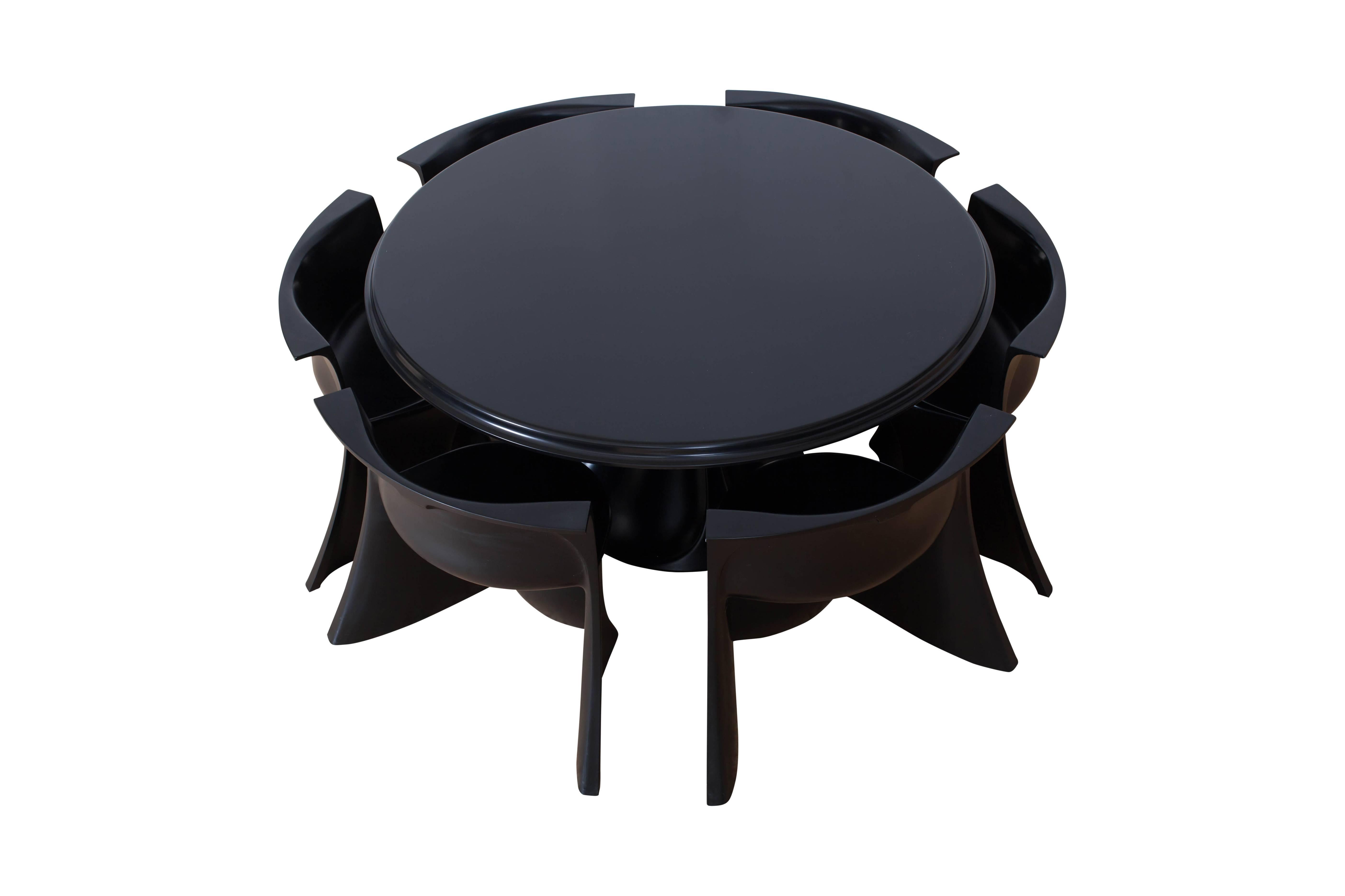 Mid-Century Modern Black 'Boccio' Table and Chairs by Pierluigi Spadolini, 1971 2