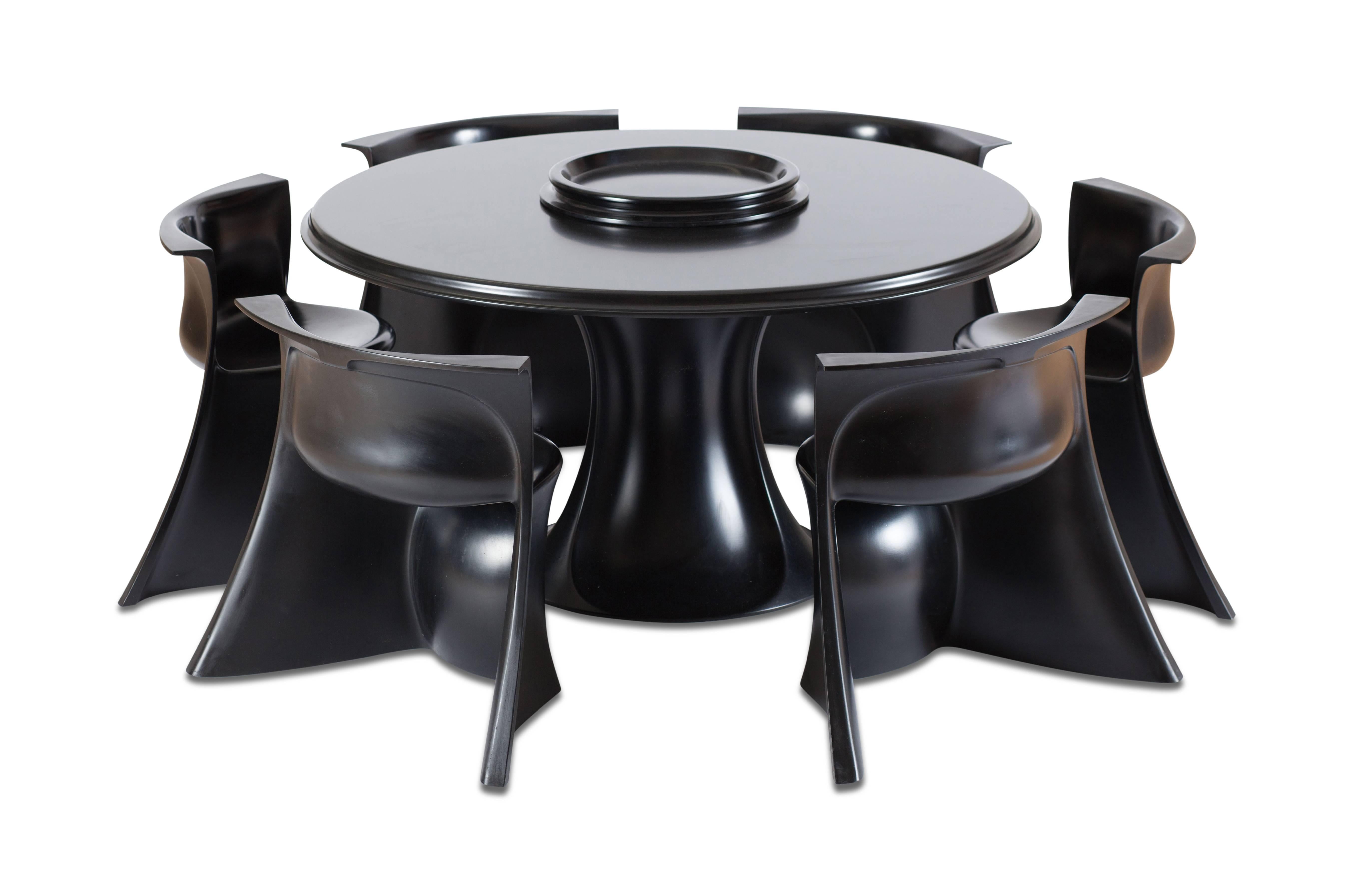 Mid-Century Modern Black 'Boccio' Table and Chairs by Pierluigi Spadolini, 1971 10