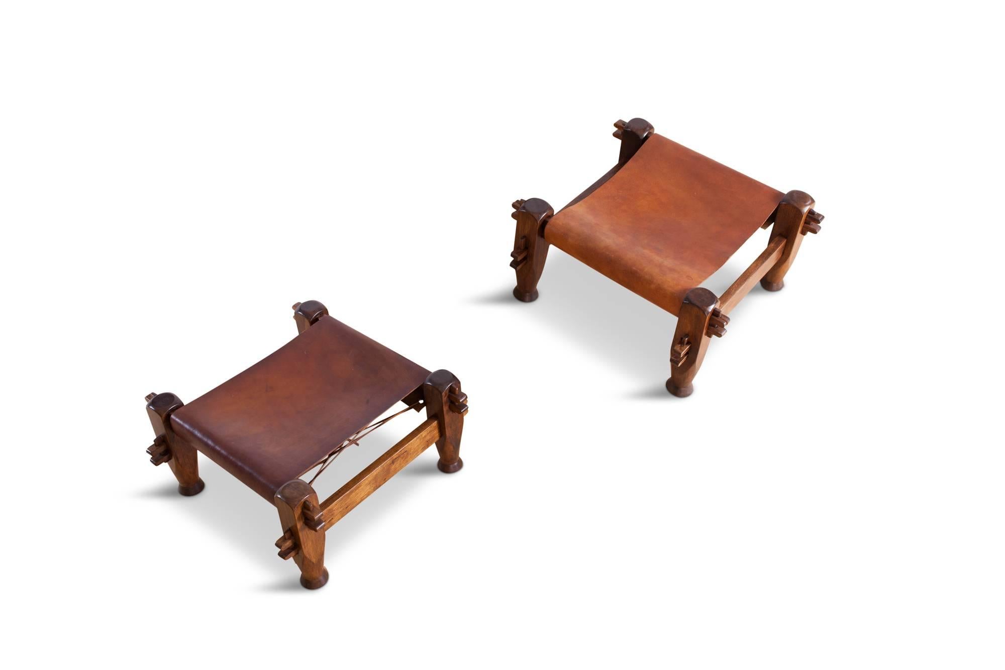 Mid-Century Modern Brutalist Pair of Ottoman, Brazil, 1960s In Good Condition In Antwerp, BE