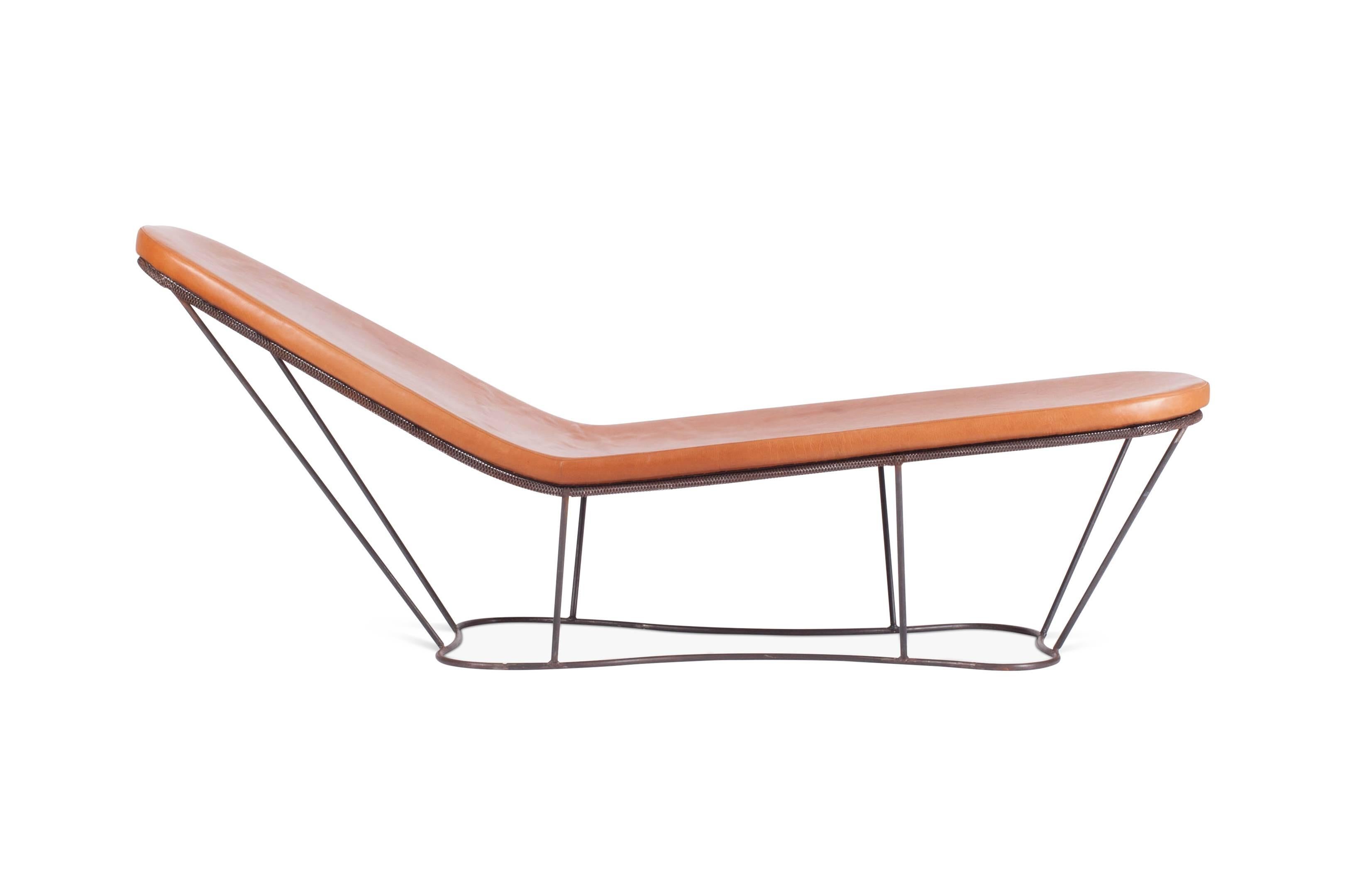 Steel Mid-Century Modern Cognac Leather Lounge Chair by Xavier Lust