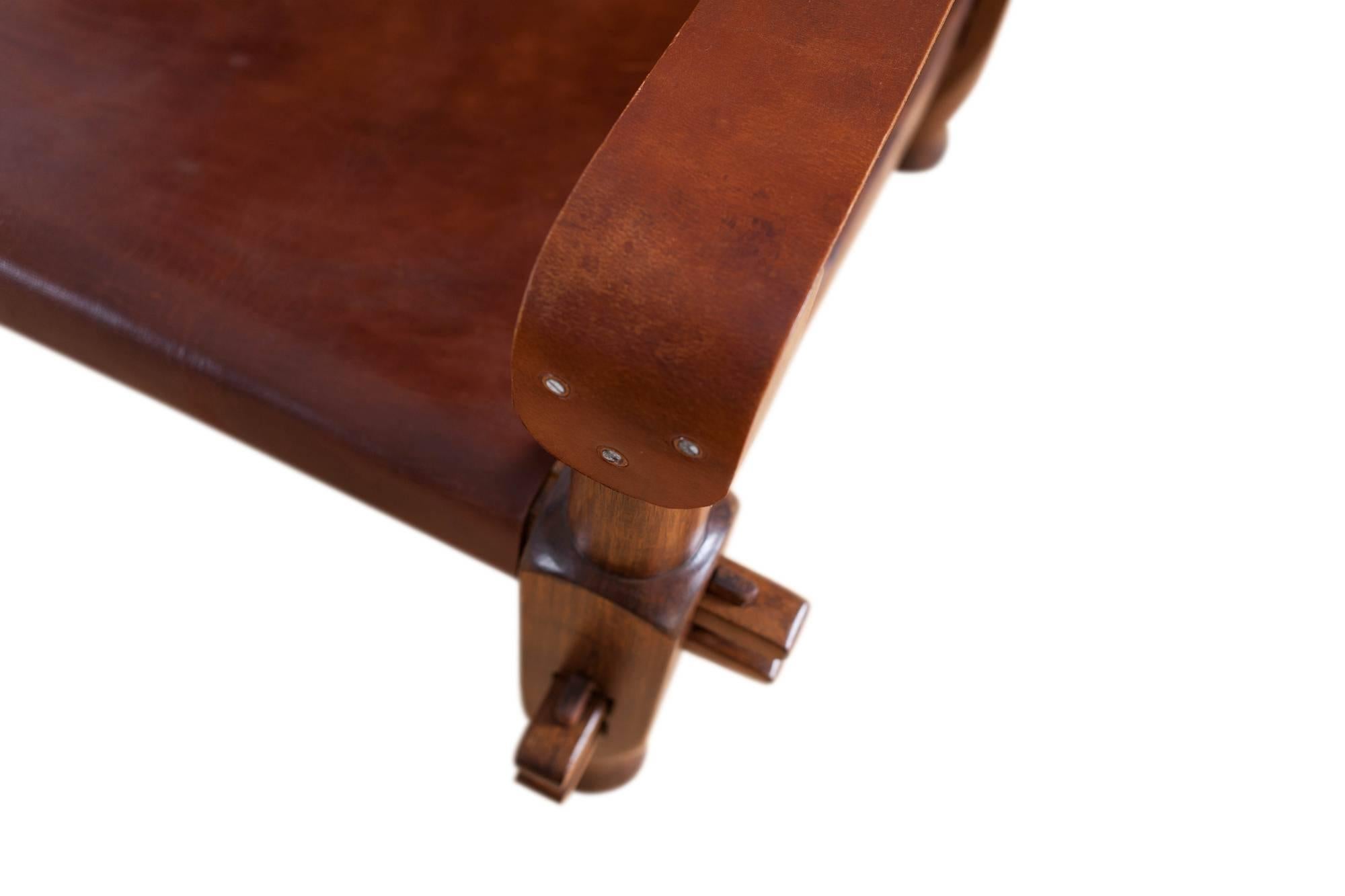 Mid-Century Modern Brutalist Brazilian Armchair in Cognac Leather 3