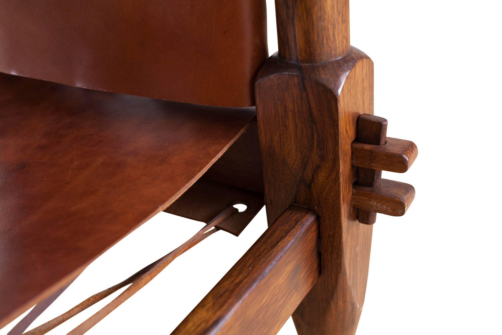 Mid-Century Modern Brutalist Brazilian Armchair in Cognac Leather 7