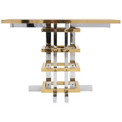 Brass and Chrome Unique Console Table, 1970s