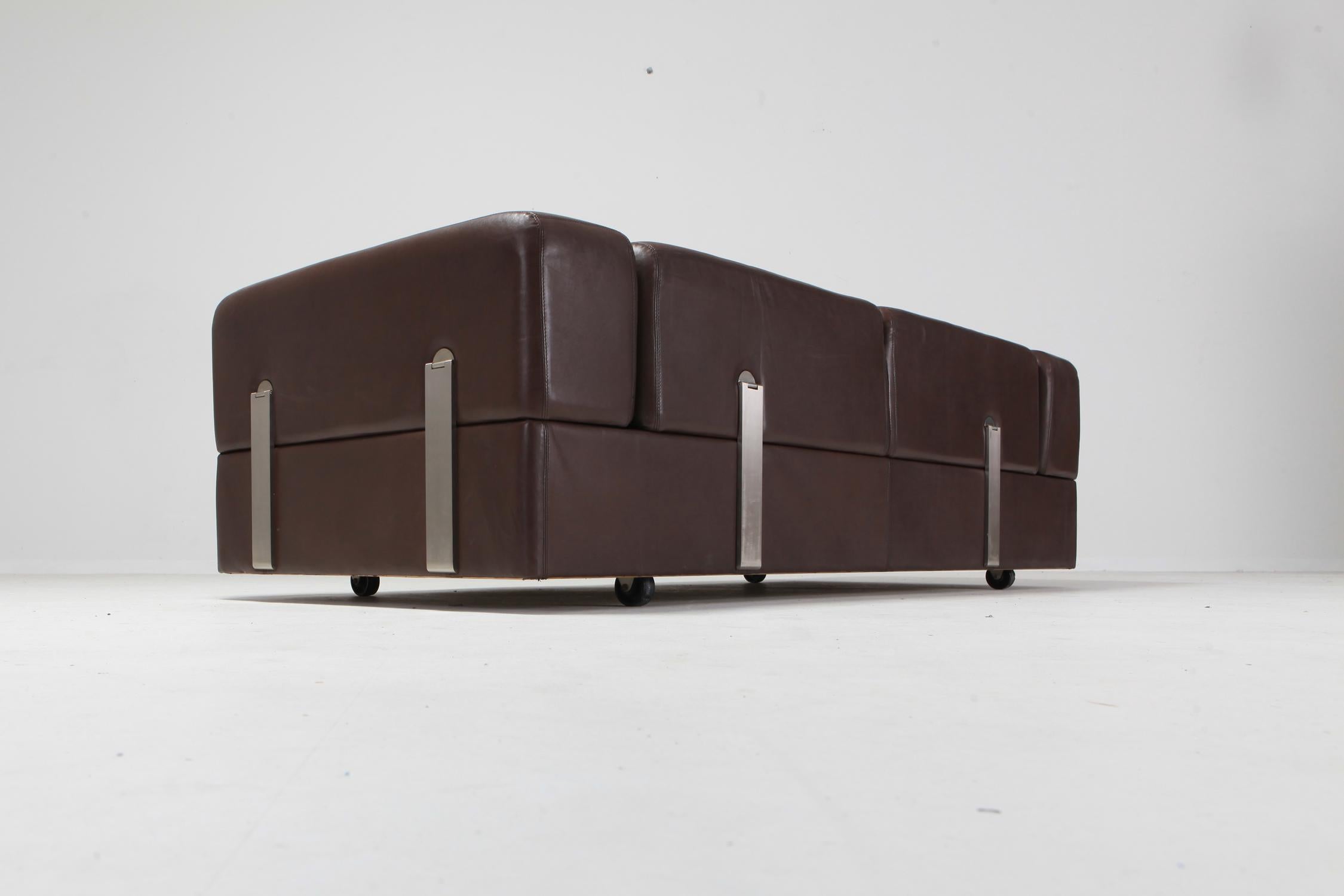 Daybed Sofa Set of 2 711 by Tito Agnoli for Cinova in Brown Leather In Good Condition In Antwerp, BE