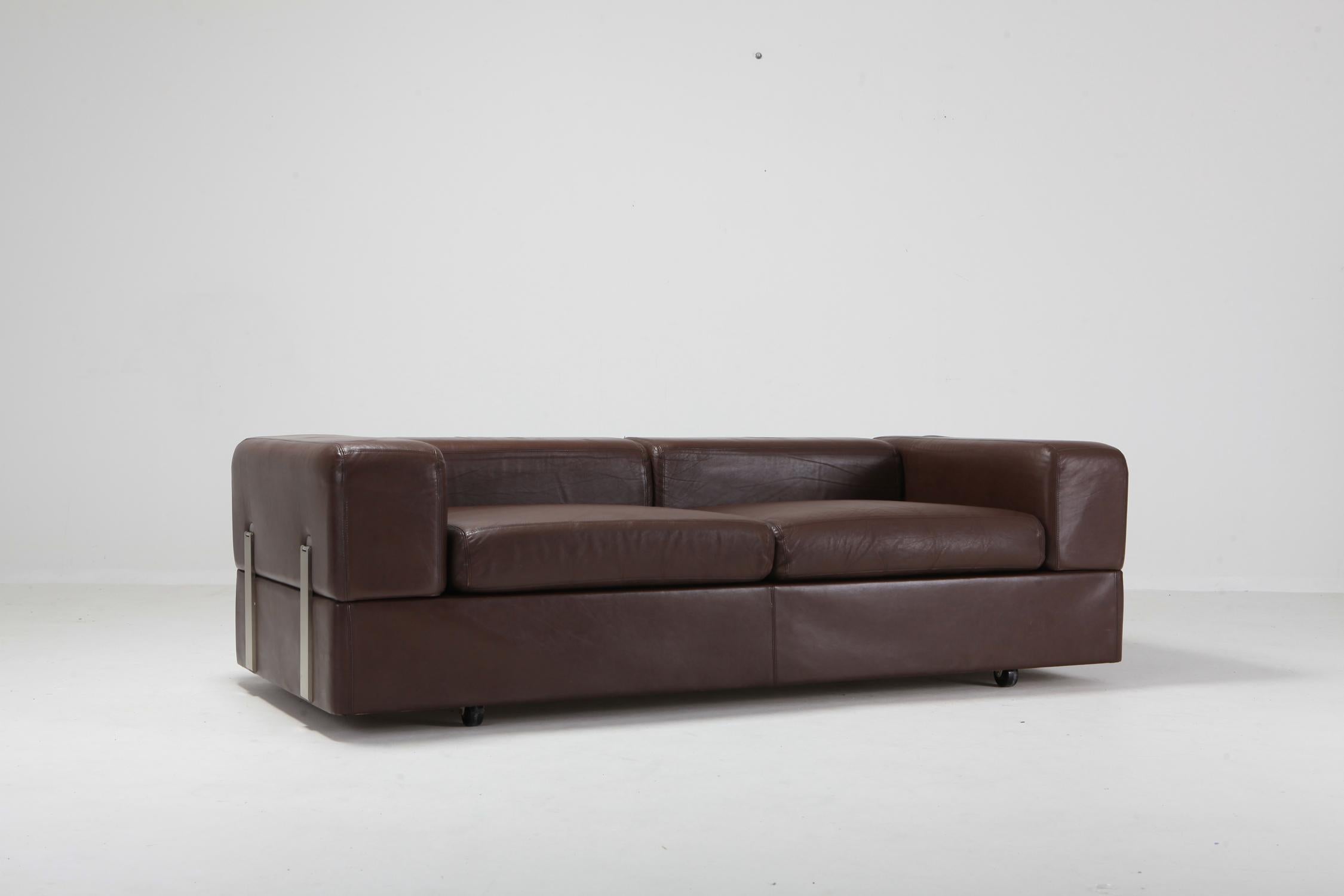 Daybed Sofa Set of 2 711 by Tito Agnoli for Cinova in Brown Leather 6