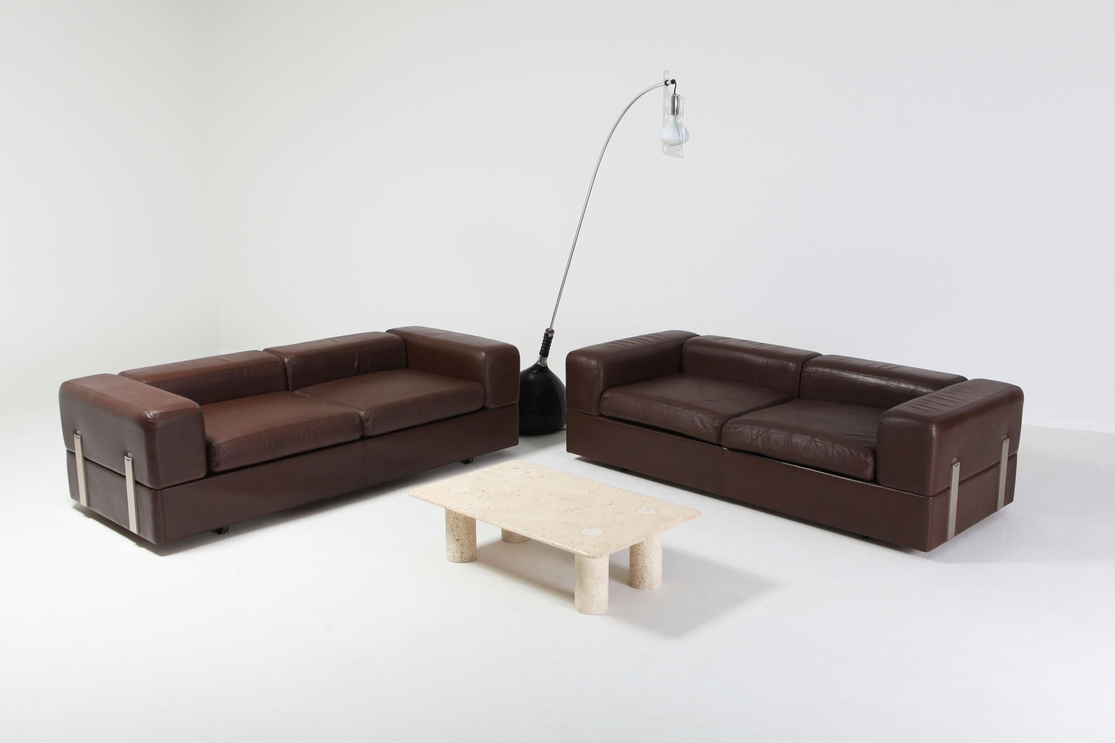 Post-Modern Daybed Sofa Set of 2 711 by Tito Agnoli for Cinova in Brown Leather