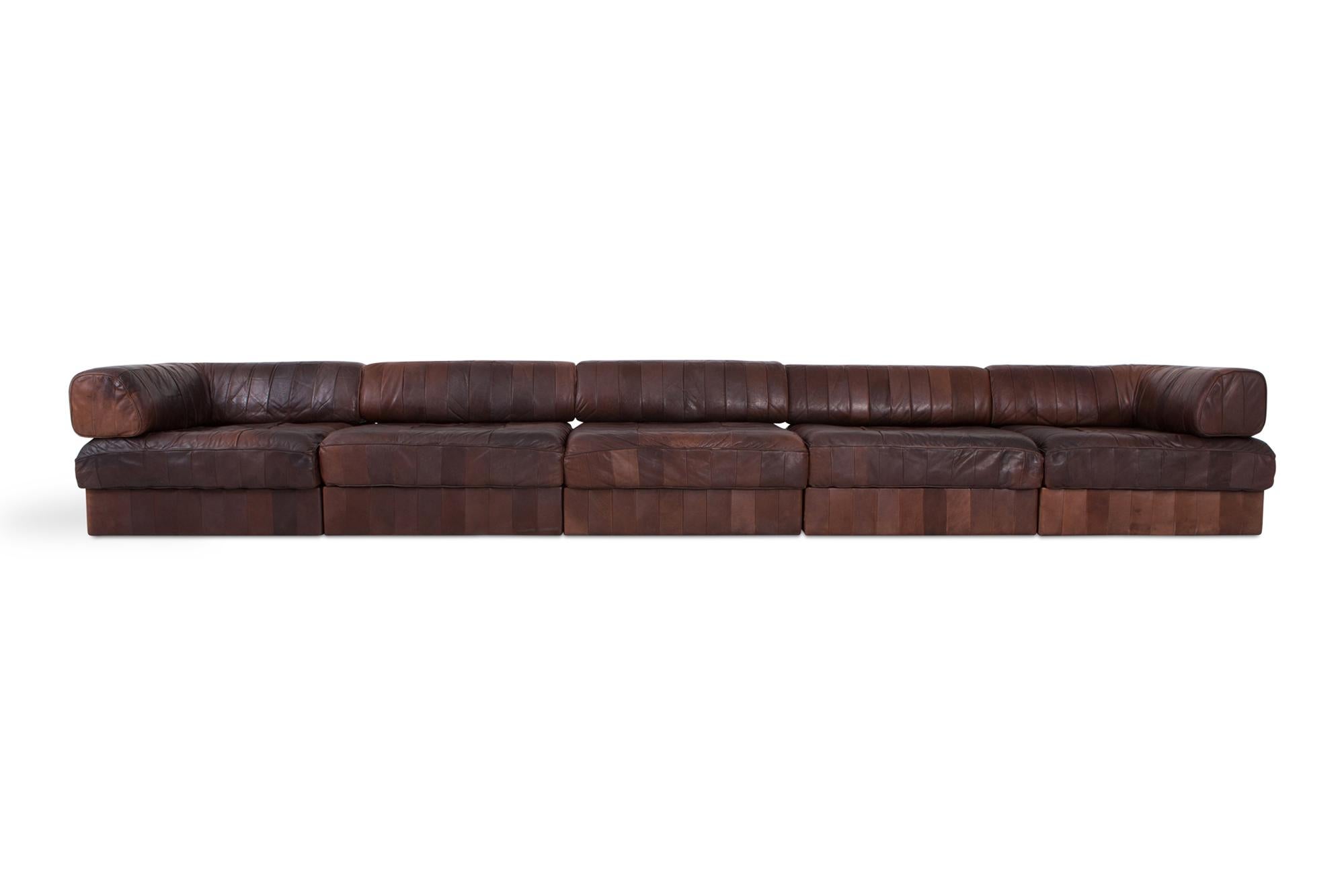 De Sede DS88 Modular Braun-Cognac Leder Patchwork Sofa    1