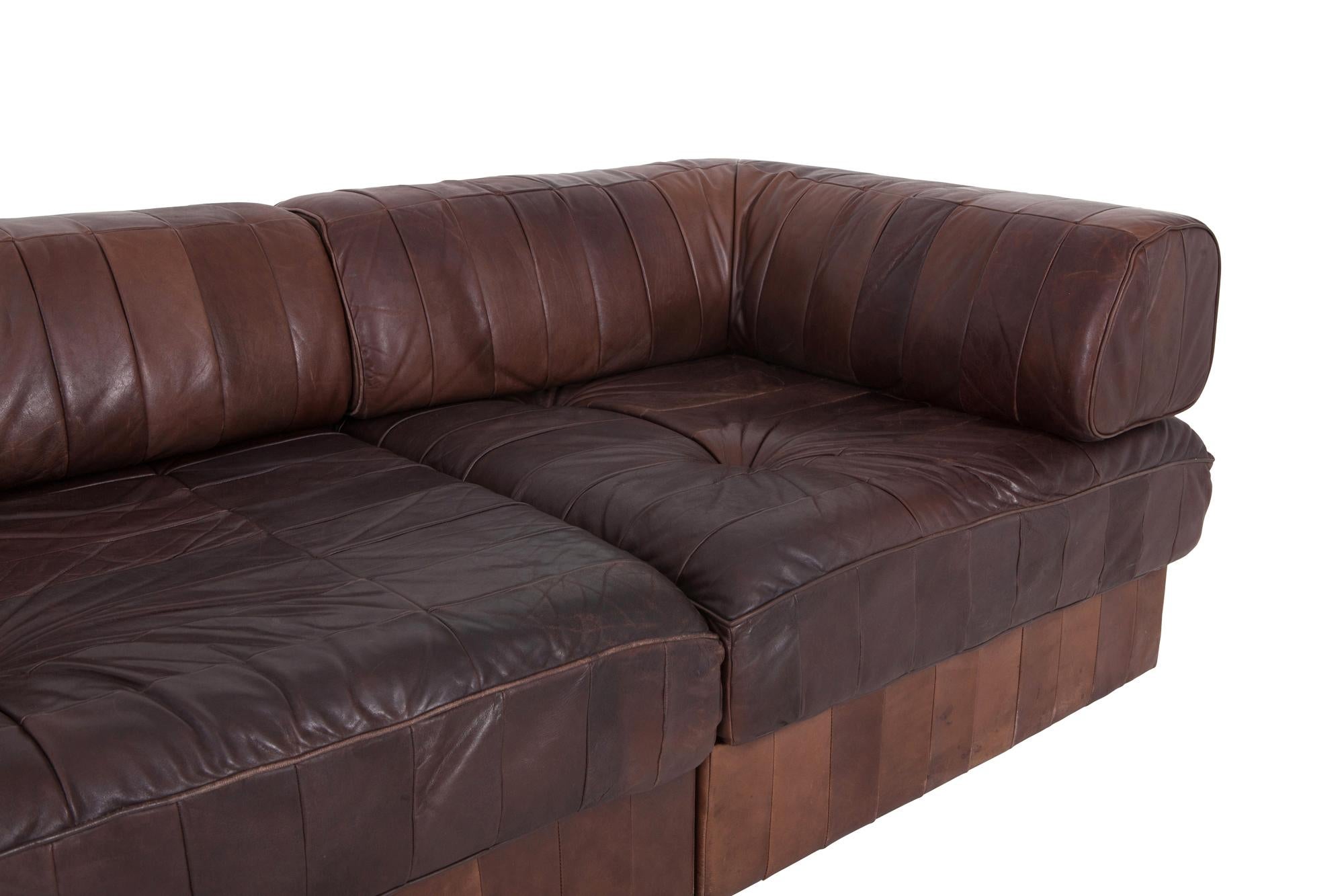 De Sede DS88 Modular Braun-Cognac Leder Patchwork Sofa    2