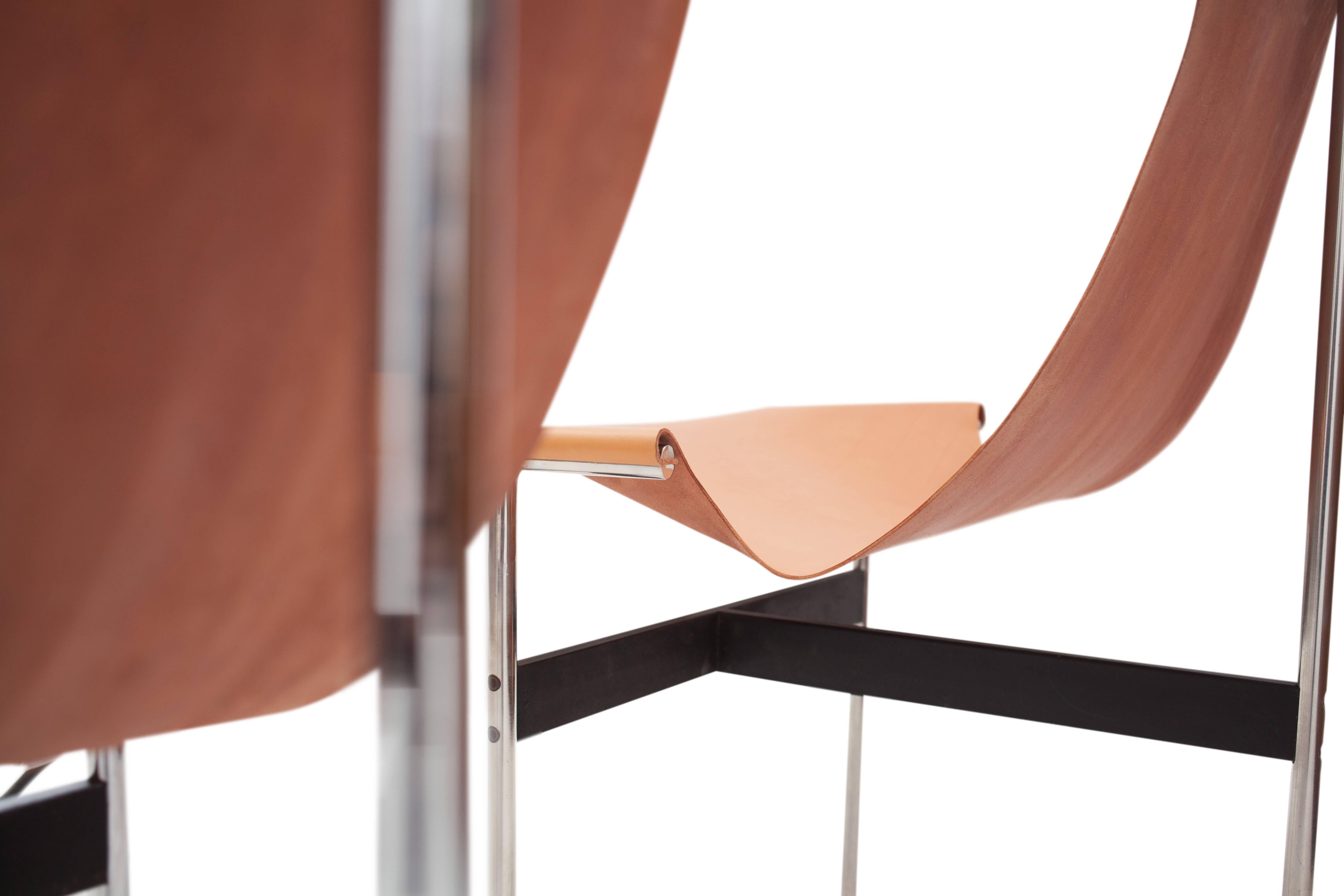 Laverne International T Chair in Natural Cognac Leather by Ross Littel 1