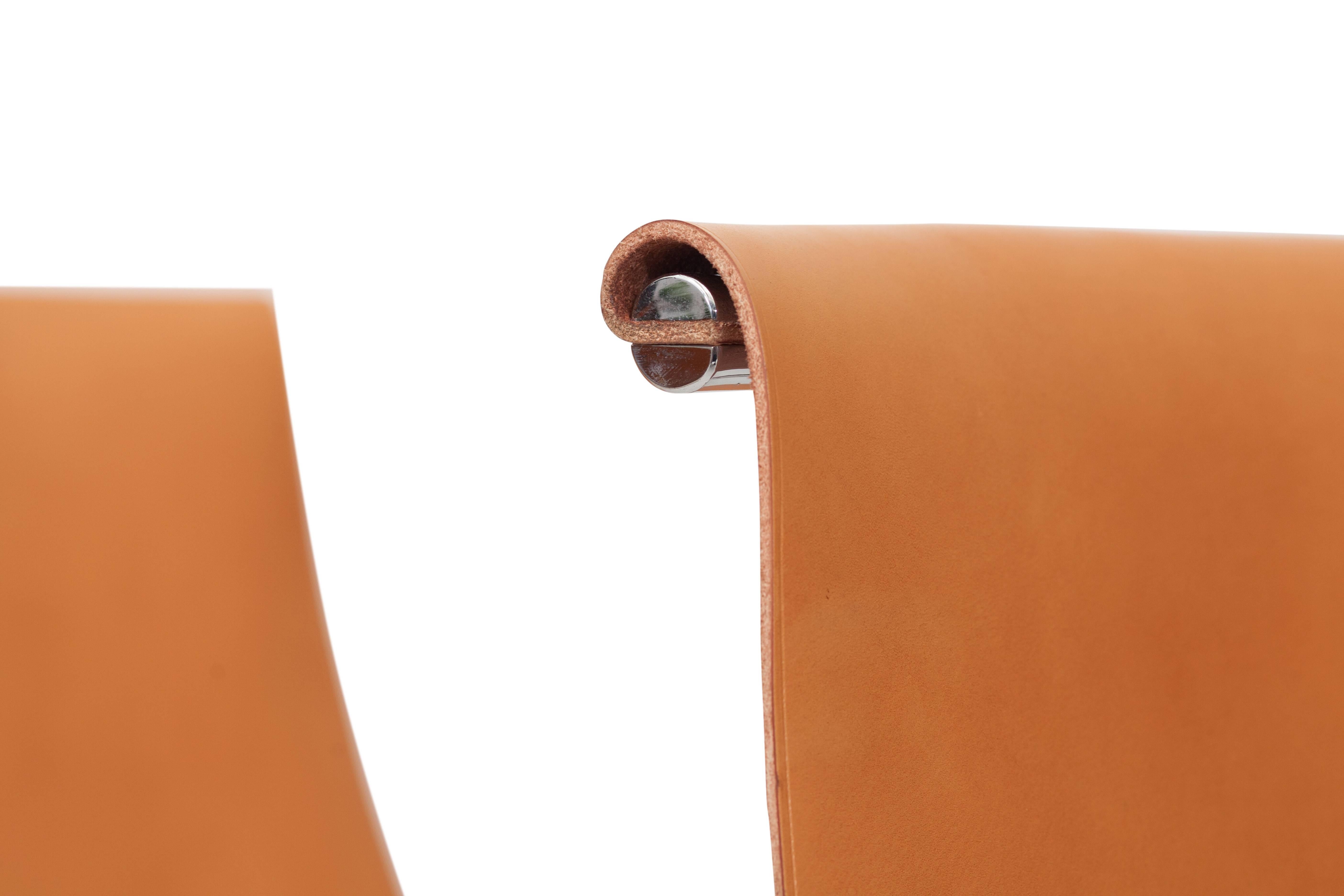 Laverne International T Chair in Natural Cognac Leather by Ross Littel 5