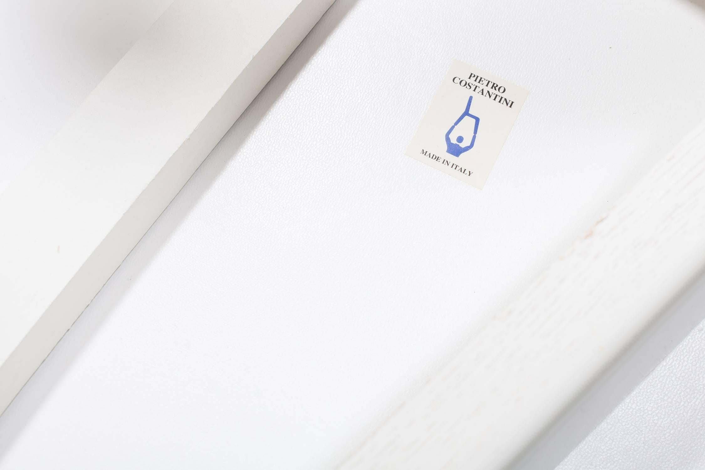 Postmoderne Pietro Costantini Esszimmerstühle aus weißem Leder 3
