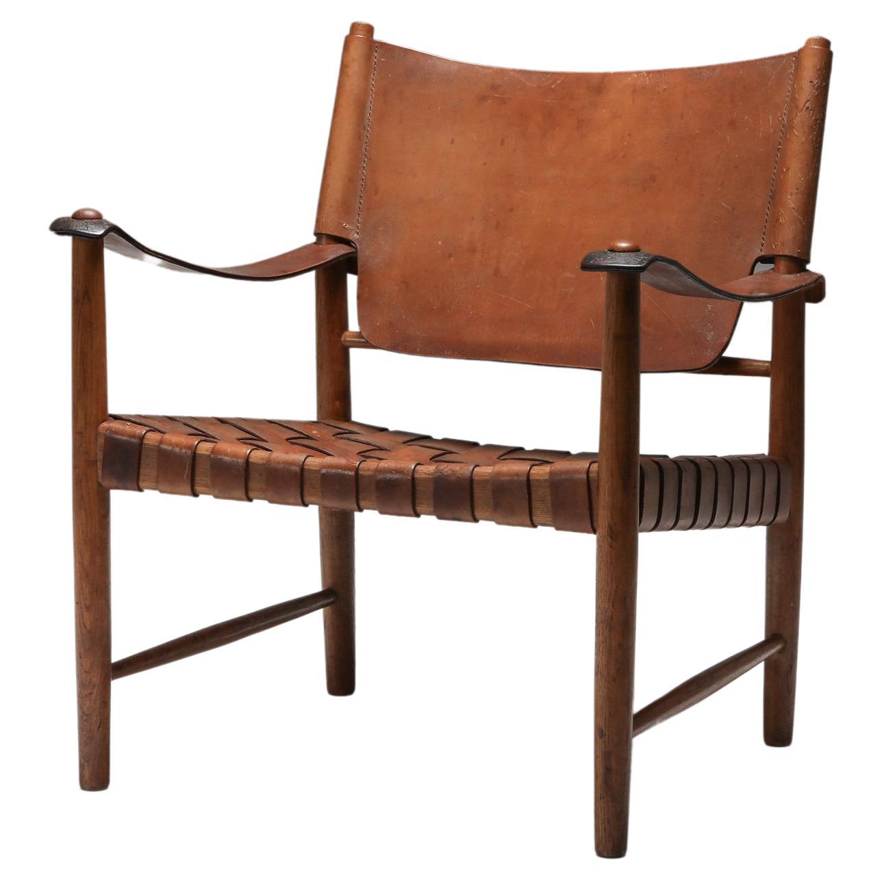 Arne Noréll Safari Chair, Norell Mobel, Sweden, 1960s For Sale