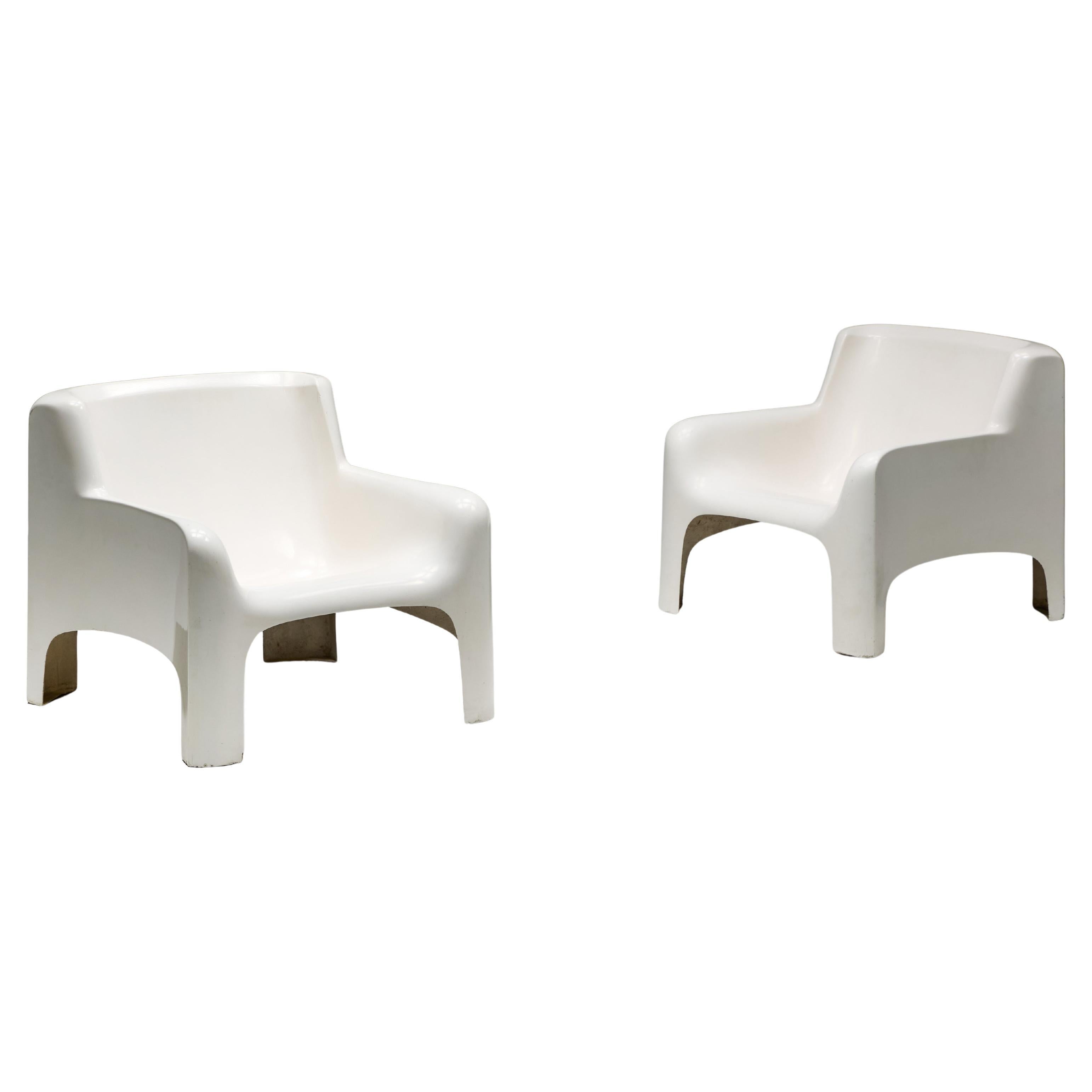 Arflex 'Solar' Lounge Chairs in Fiberglass by Carlo Bartali, Italy, 1960s