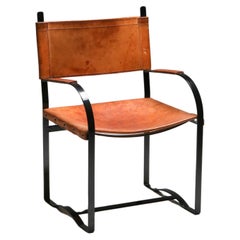 Ensemble de fauteuils en cuir cognac de style mi-siècle moderne, années 1960