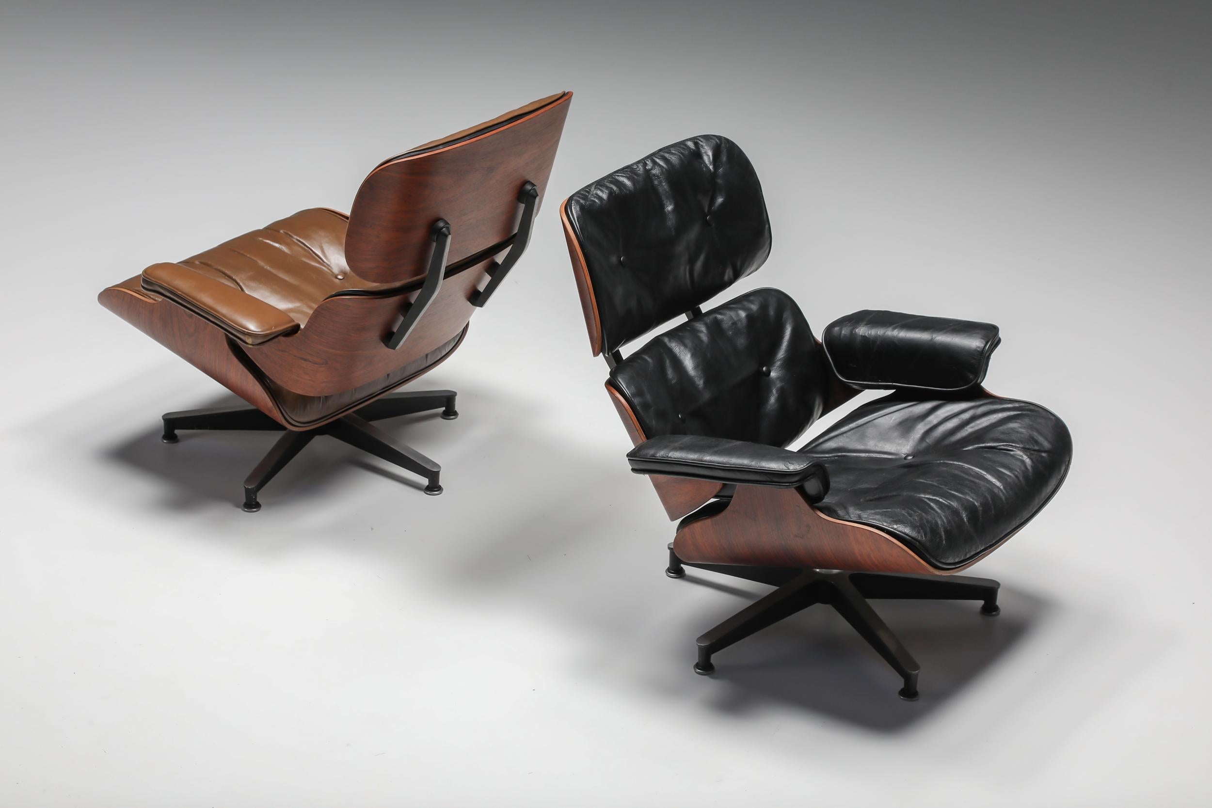 Eames Lounge Chair in Brown with Ottoman for Herman Miller, 1960's 3