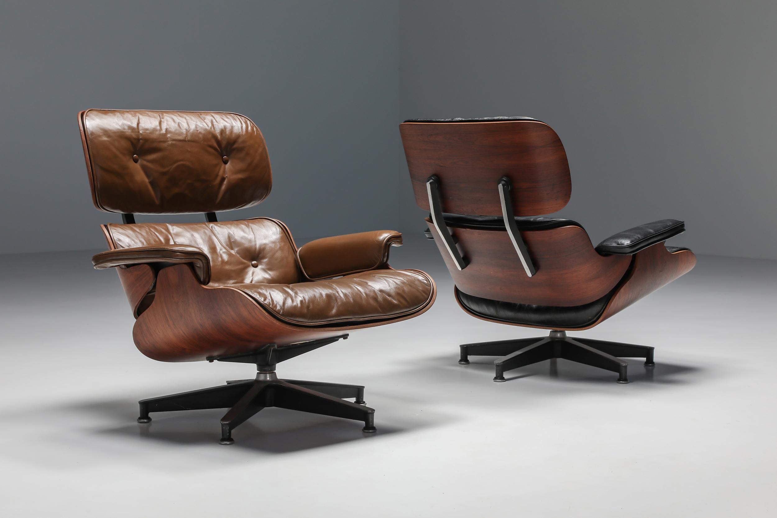 Eames Lounge Chair in Brown with Ottoman for Herman Miller, 1960's 4