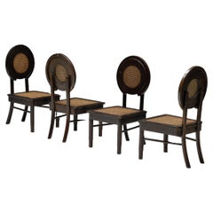 Dining Chairs with Cane Circle Backs, Early 20th Century