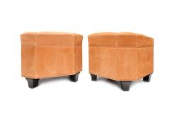 Paar Cognacfarbene Wildleder-Clubsessel:: Palais Stoclet:: Josef Hoffmann